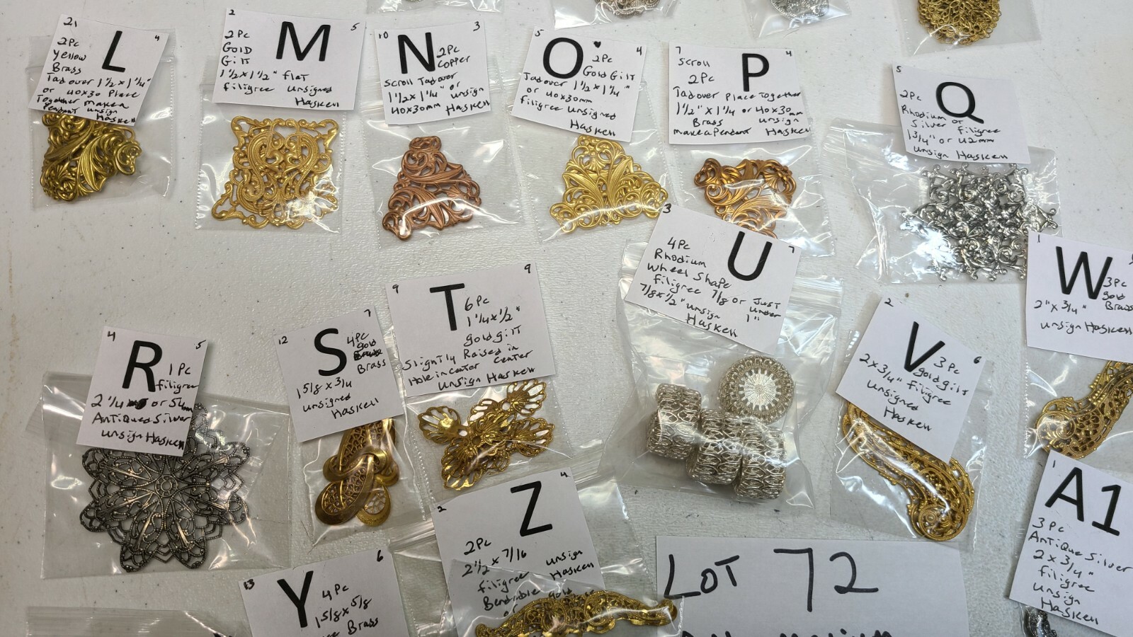 Huge Lot #72 Filigree Miriam Haskell Stamping Findings Jewelry Design Craft 1&2″