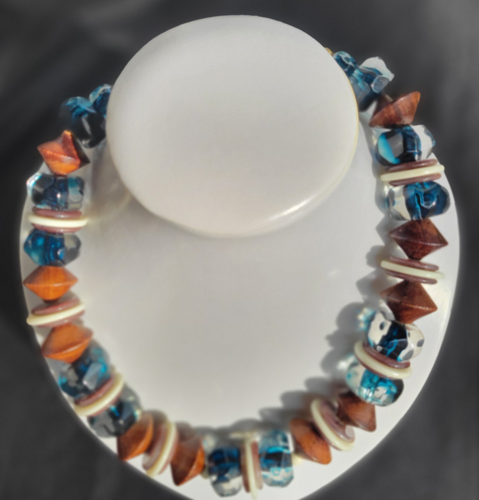 Vintage YVES SAINT LAURENT Large Bead Ball Wood Choker Necklace VGC Signed YSL