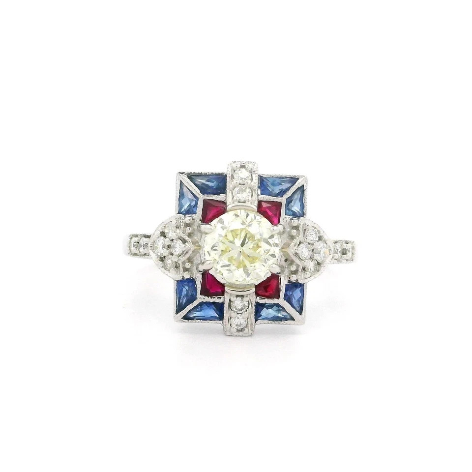 3Ct Art Deco Style Lab Created Diamond Engagement Wedding 14K White Gold FN Ring