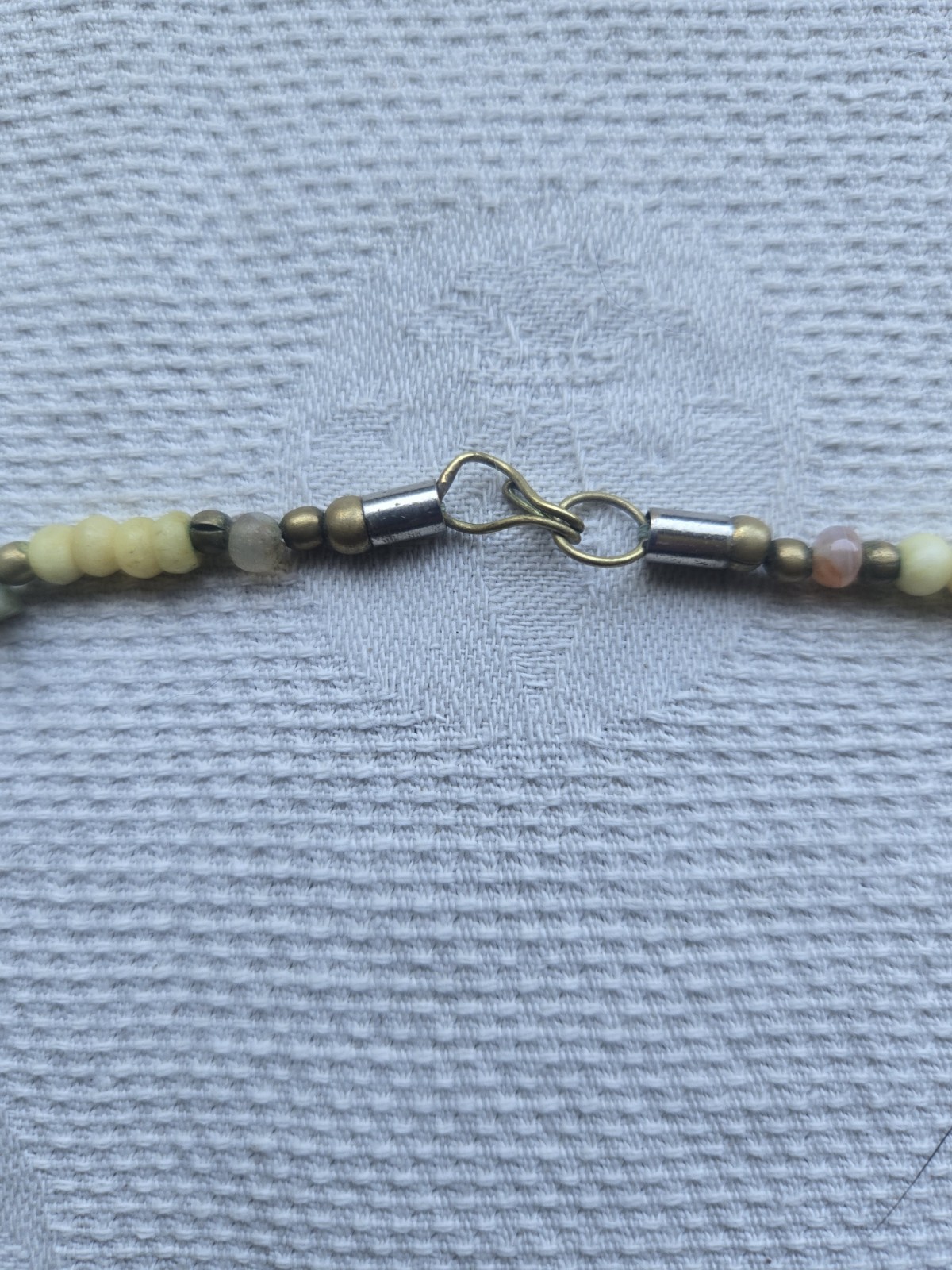 Vintage Stone And Carved Bovine Bone Beaded Necklace 32″