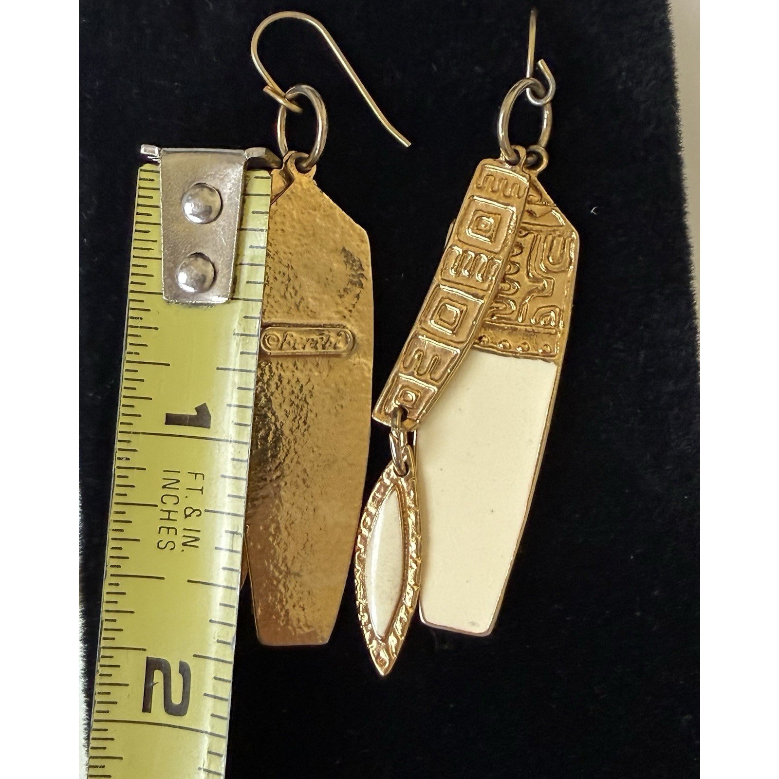 Vintage Edgar Berebi Earrings Enamel Drop Earrings Gold Tone Wire
