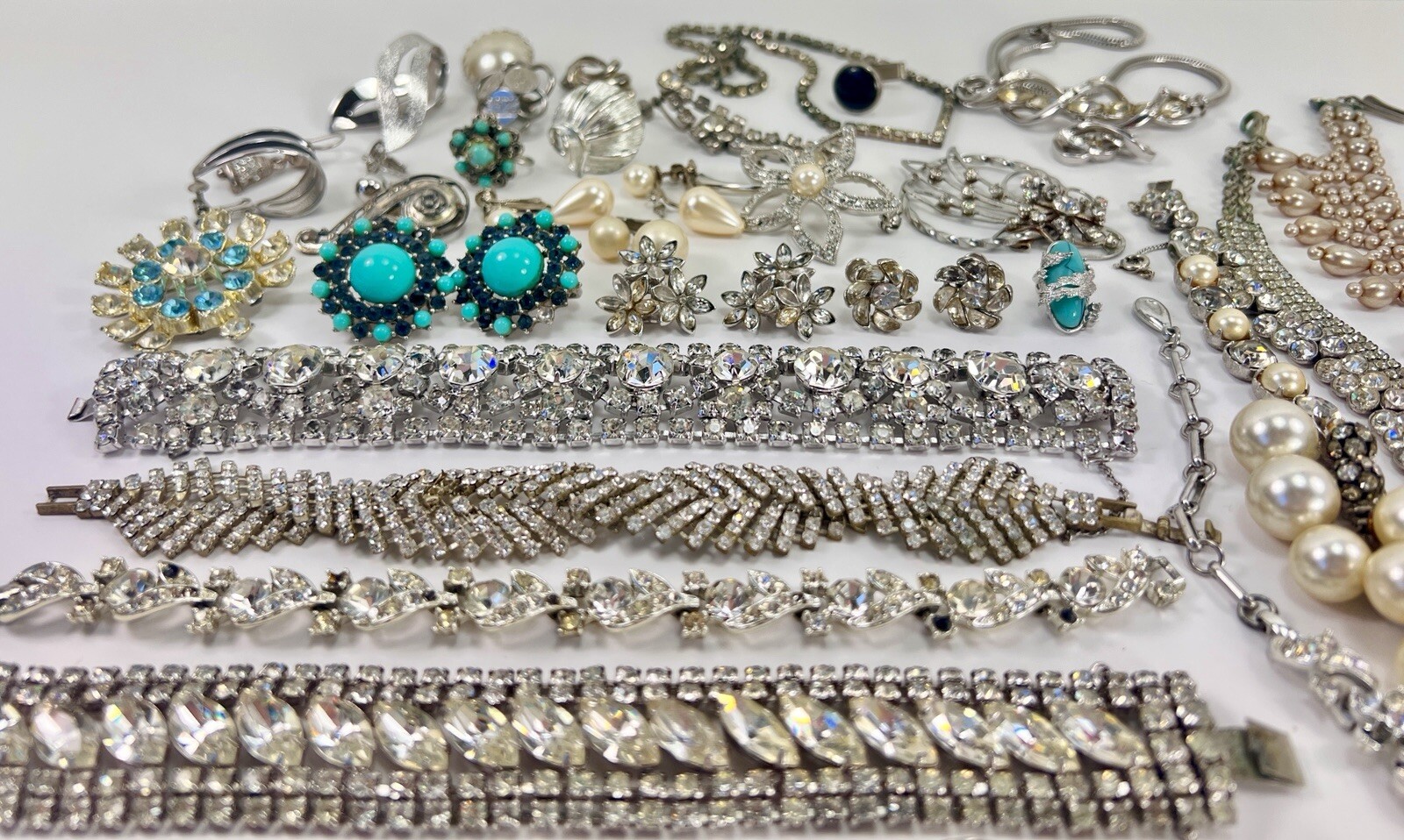 Vintage Kramer Bogoff Lisner + Rhinestone Jewelry Repair Parts Craft Lot #1