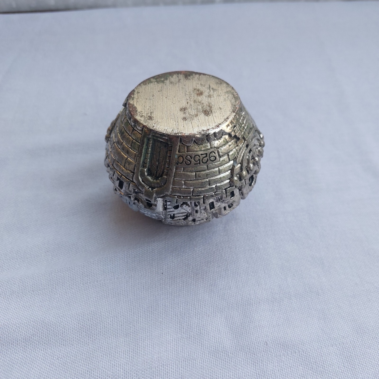 Vintage Jerusalem City Heritage Statue Made of Stone Plated with 925 Silver