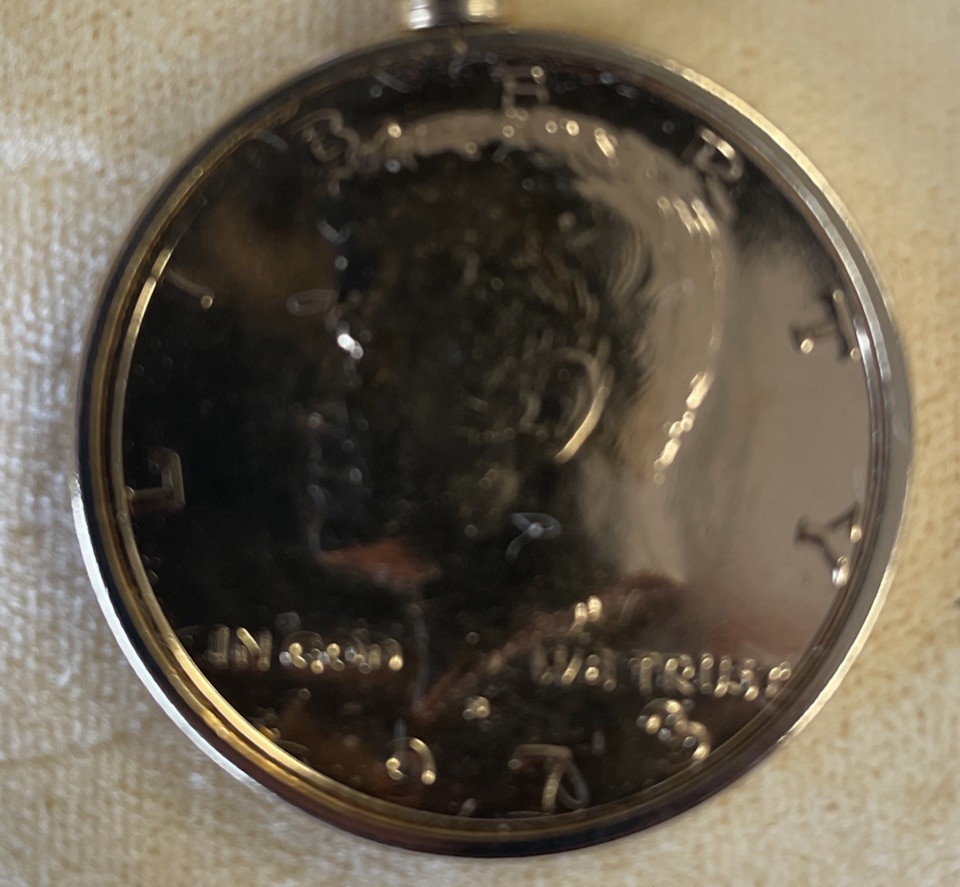 1973 Kennedy JFK Coin Bracelet Pendant Half Dollar Gold Plated VTG(SC1025-156)
