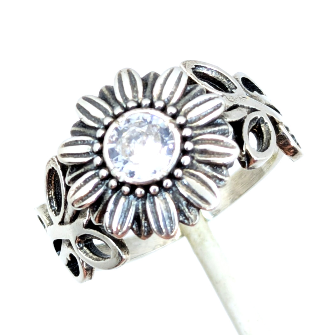 Vintage Elegant RING Silver 925 with Chic Bright Stone -size: 9.5US (19mm) | #2