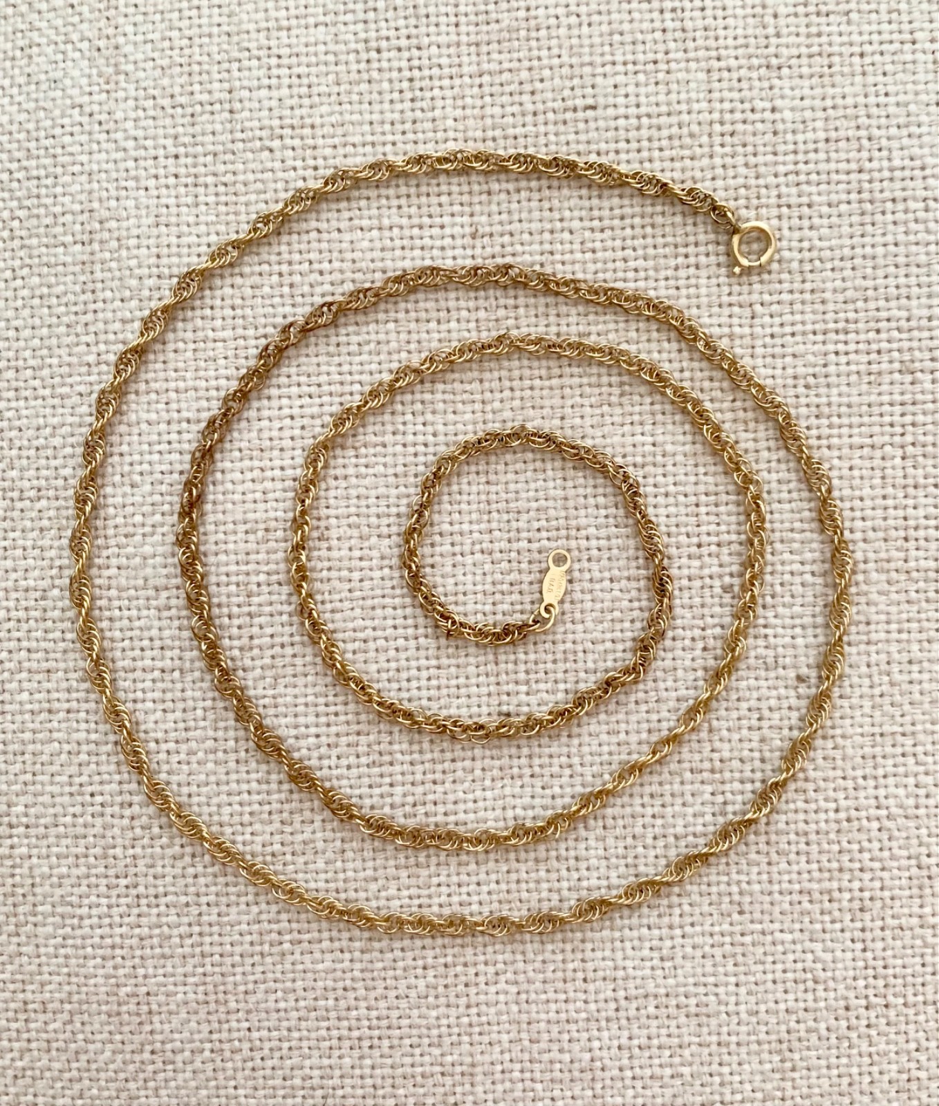 Vtg Signed B.A.B. Ballou 31″ 1/20 12K Yellow Gold Filled Twisted Rope Chain