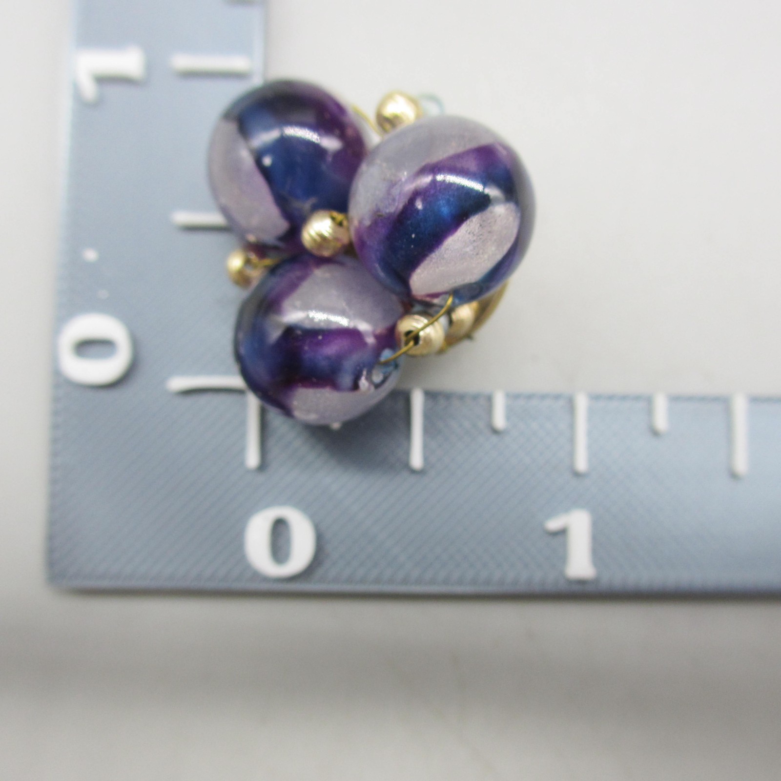 Vintage Hong Kong Necklace Earrings Set Beaded Blue Purple Clip Ons 23 Inch