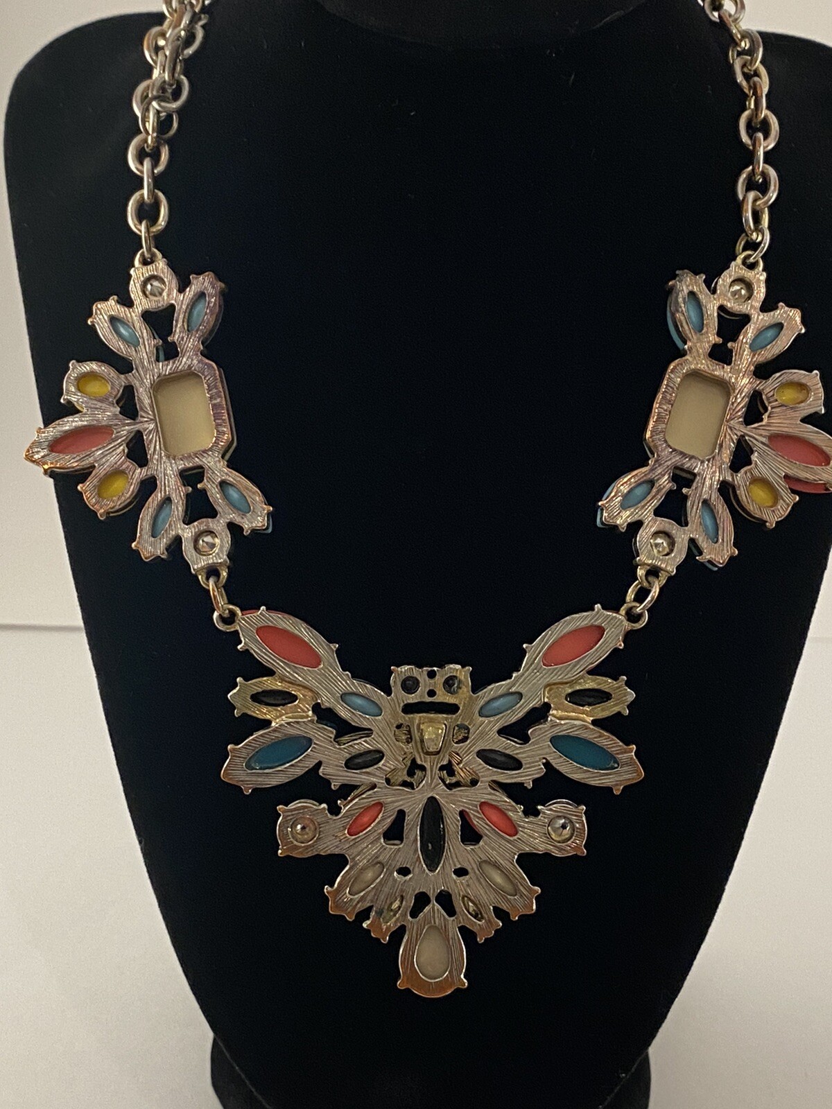 Color Burst Statment Necklace 19” Fun Funky Playful Multi Colors