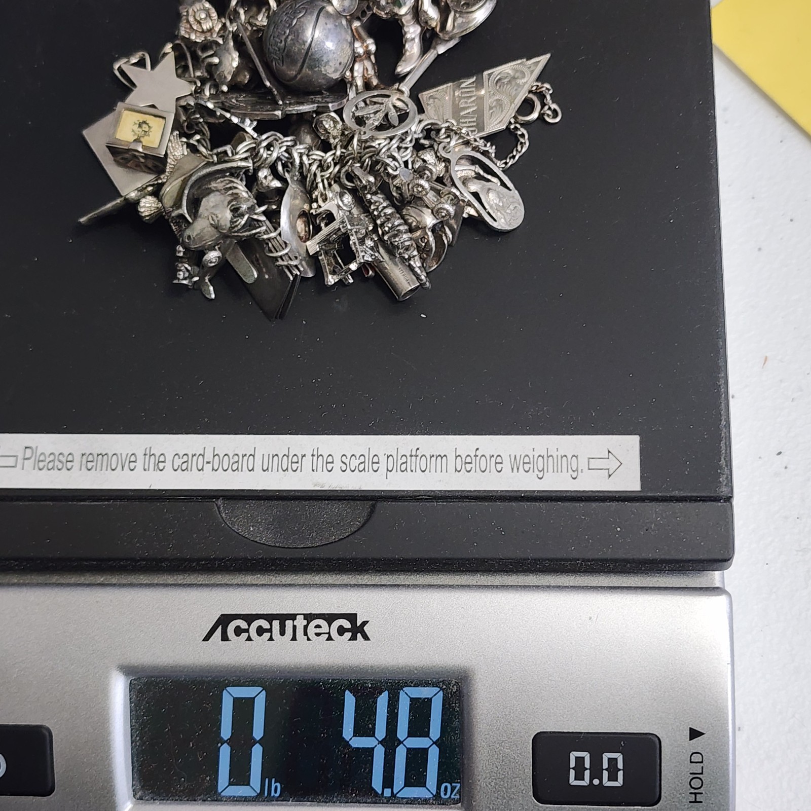 VTG Charm Bracelet 50+ Charms Sterling + Mixed Metals Movable Parts Estate Sale
