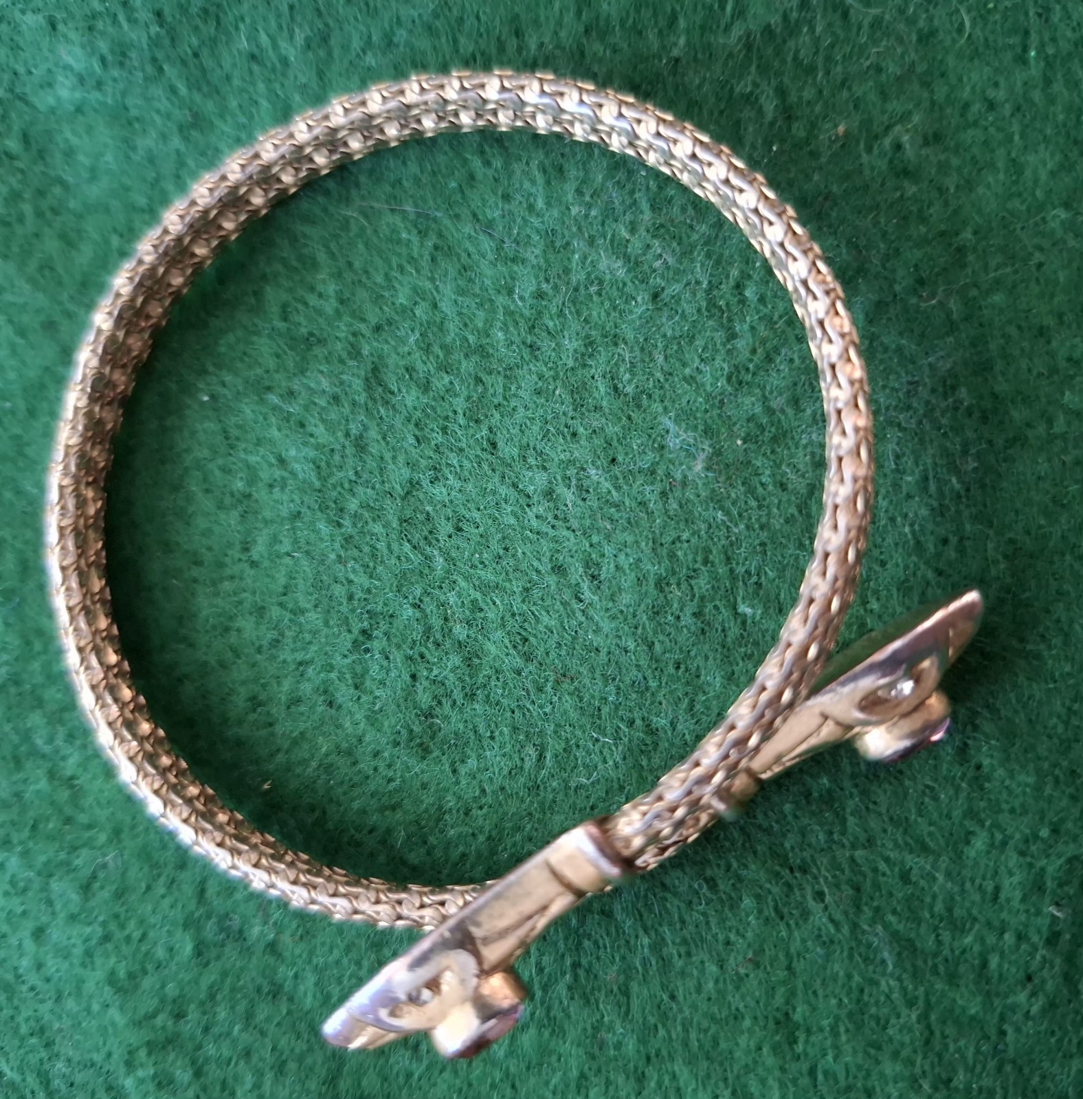 Vtg Victorian Style Gold Plate Jeweled Serpent Snake Wrap Bracelet Stella Dot !