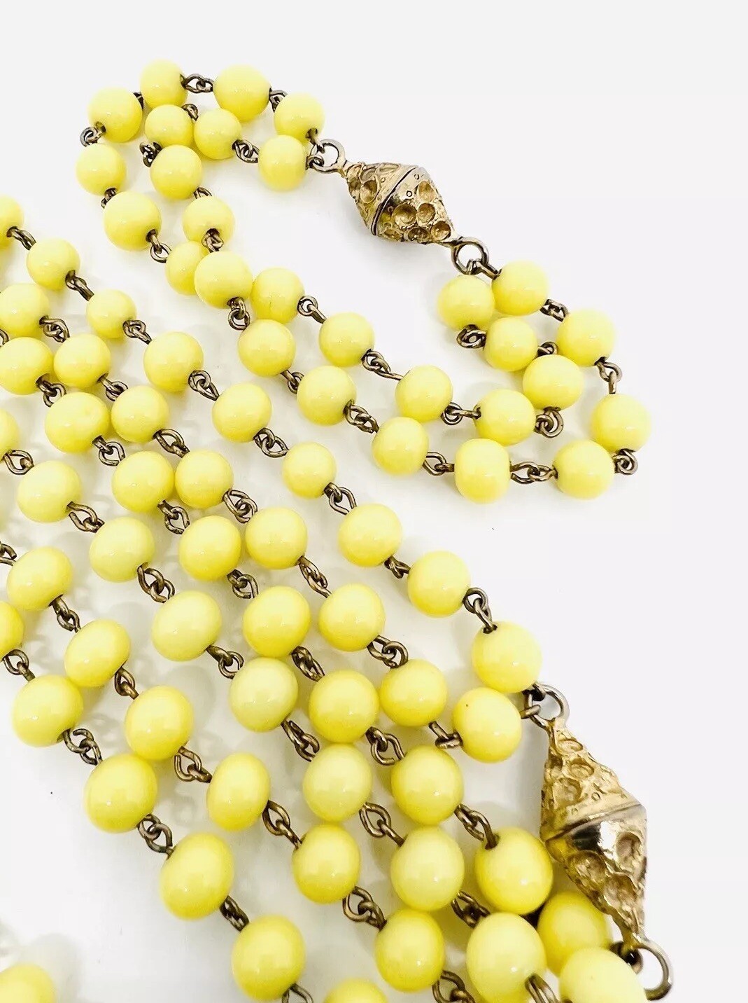 Custard Yellow Interchangeable Glass Beaded Necklace Bracelet Vintage Jewelry