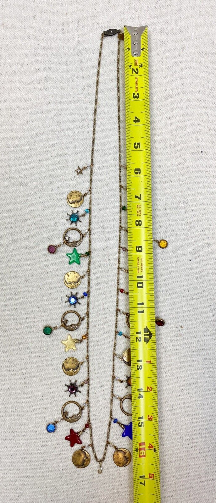 Glass Works Studio Celestial Moon and Stars Charm Necklace *missing One Charm*