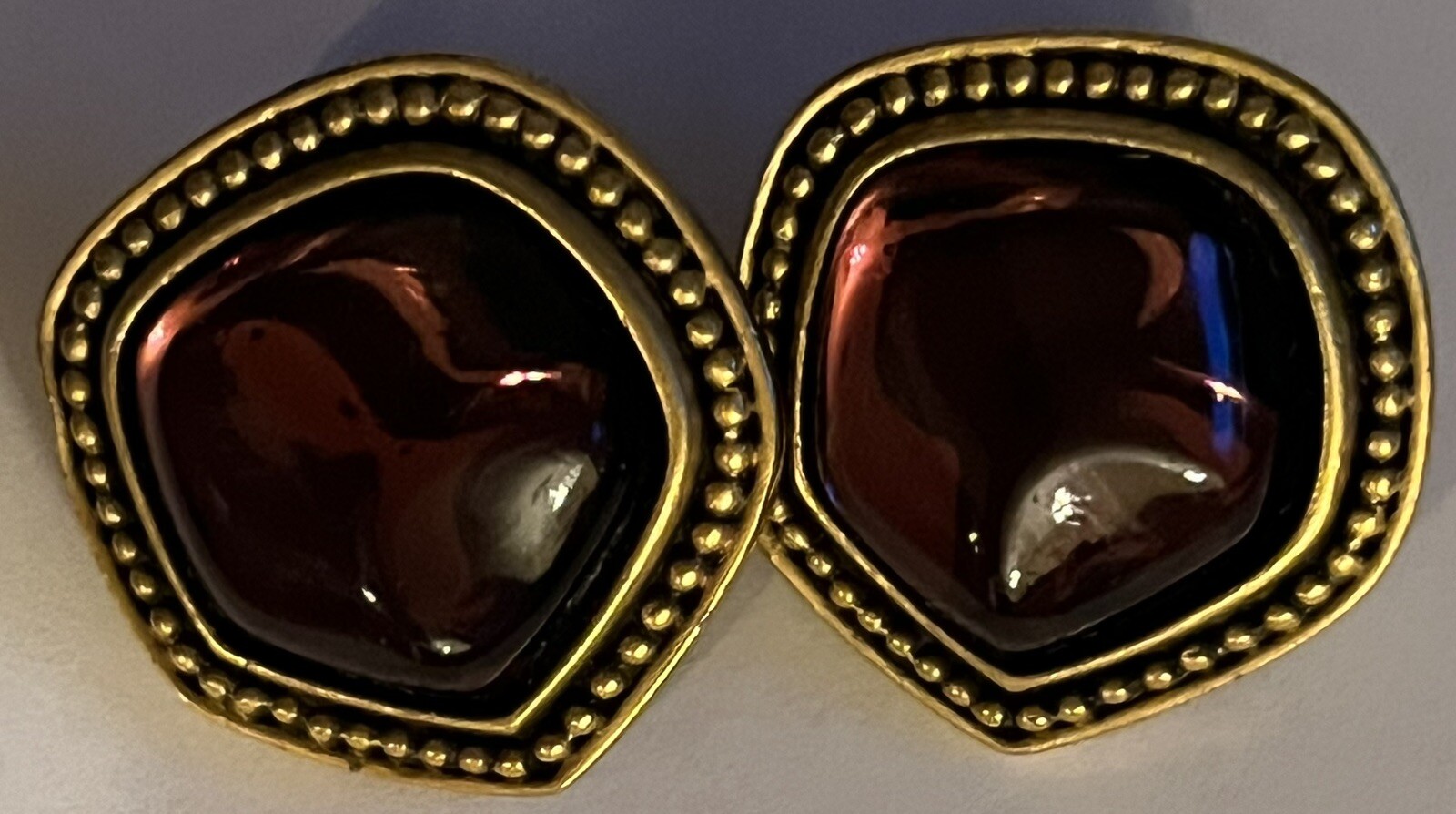Vintage Yves Saint Laurent Metal & Resin Clip-On Earrings YSL Designer Authentic
