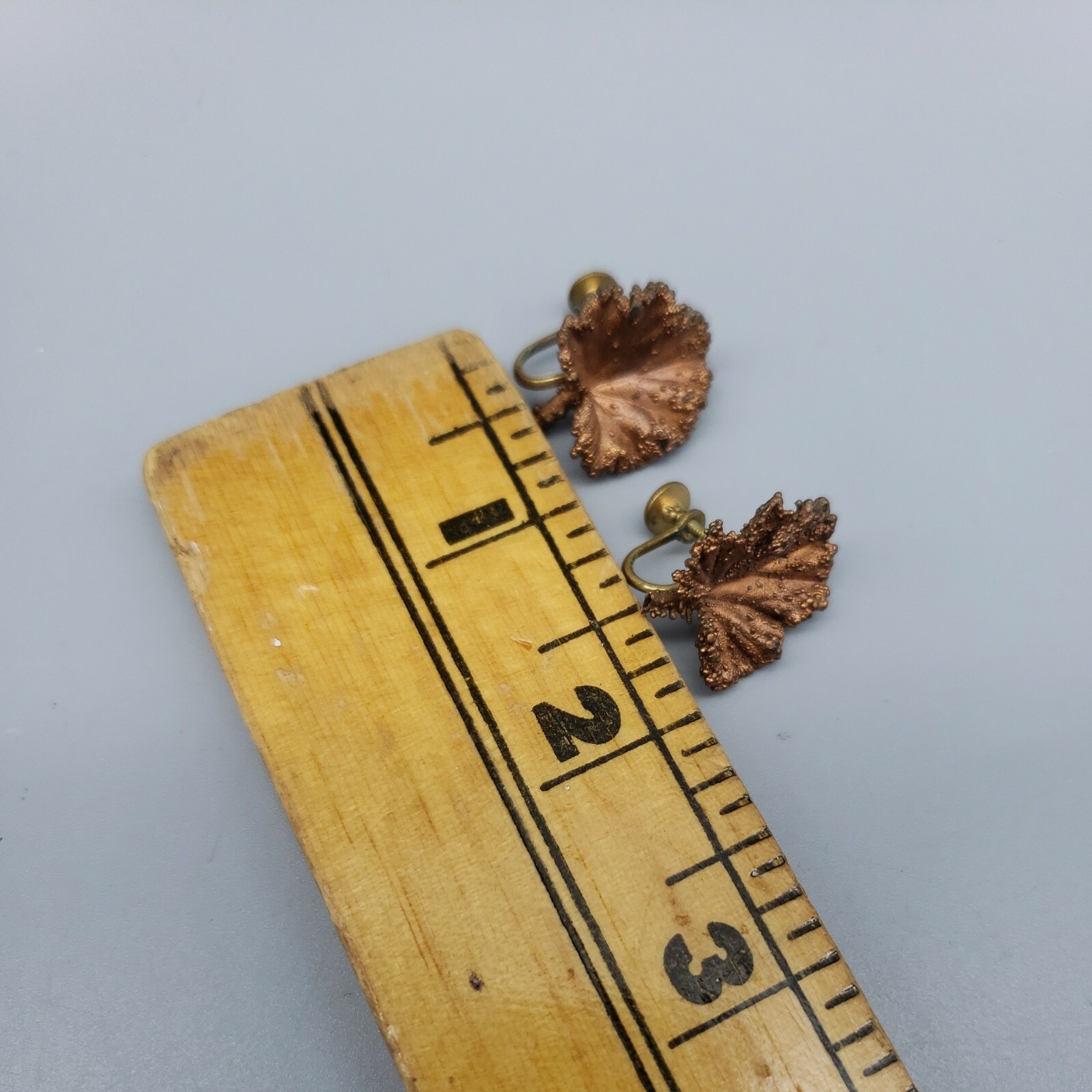 Bronze Color Clip On Earrings Twist On leafs