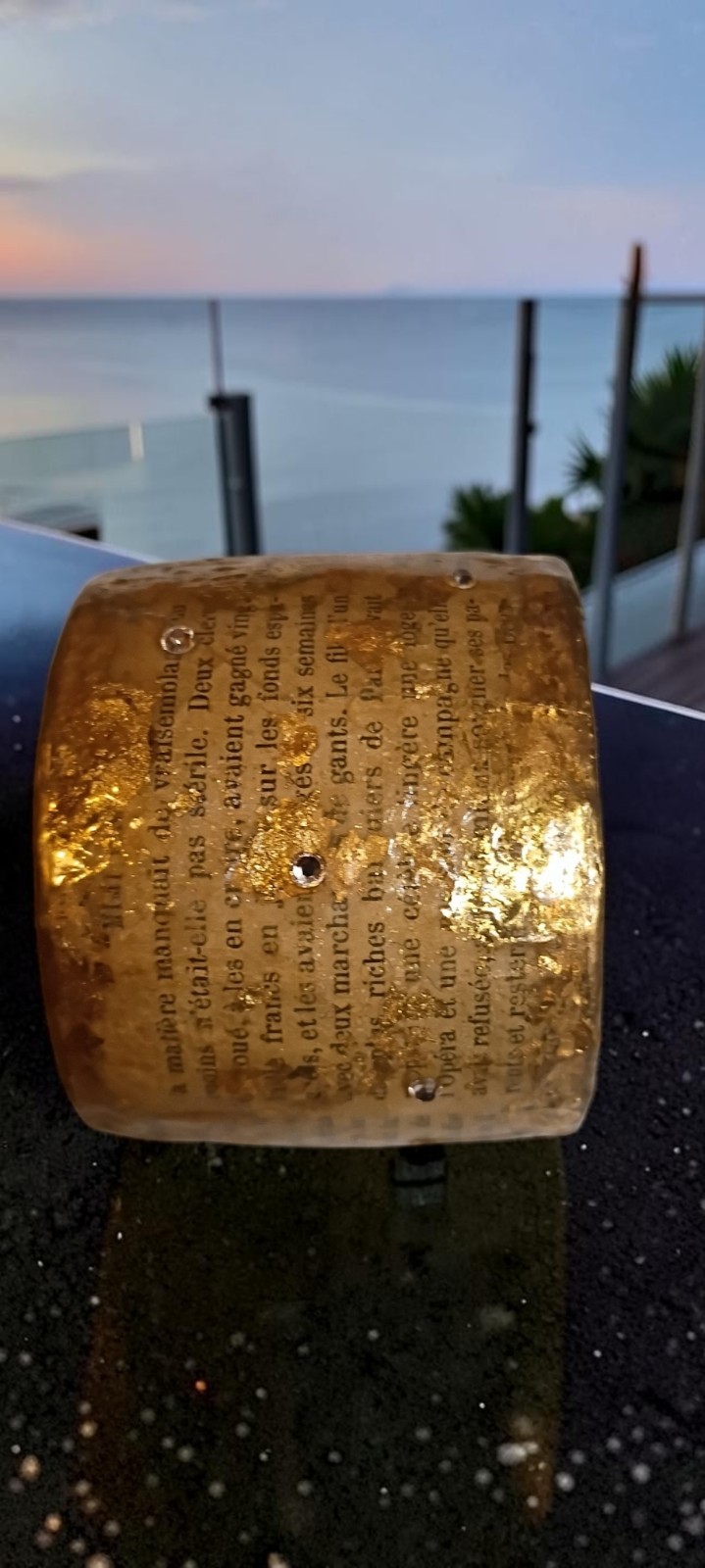 Rare Brigitte Ross Gold Hammered Literary Cuff Bracelet Alfred De Musset French