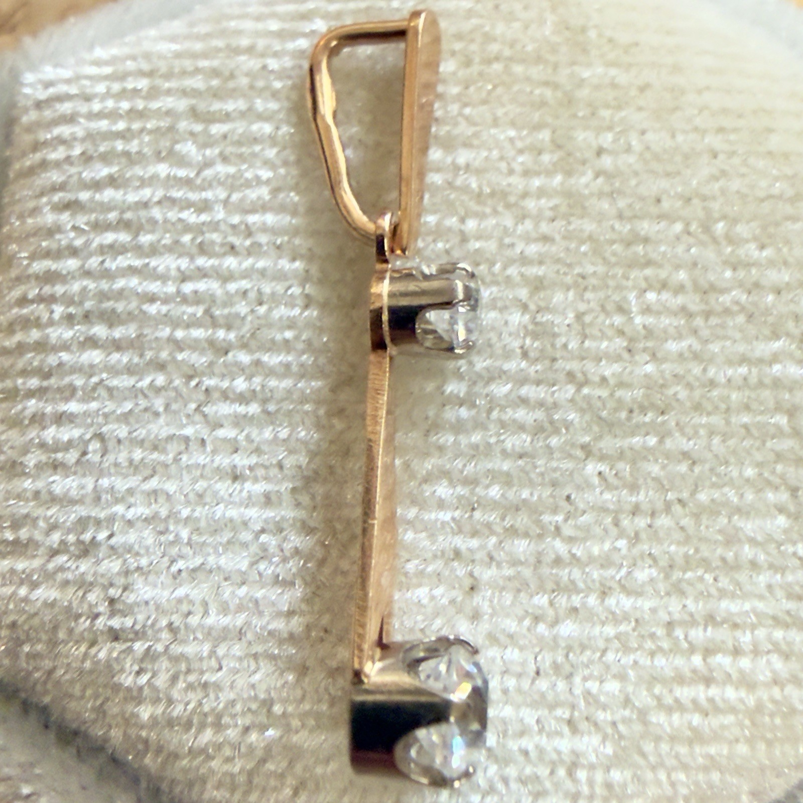 14K 585 Rose Gold & Fianite (cz) Pendant – Vintage East European – 1″ – #1949