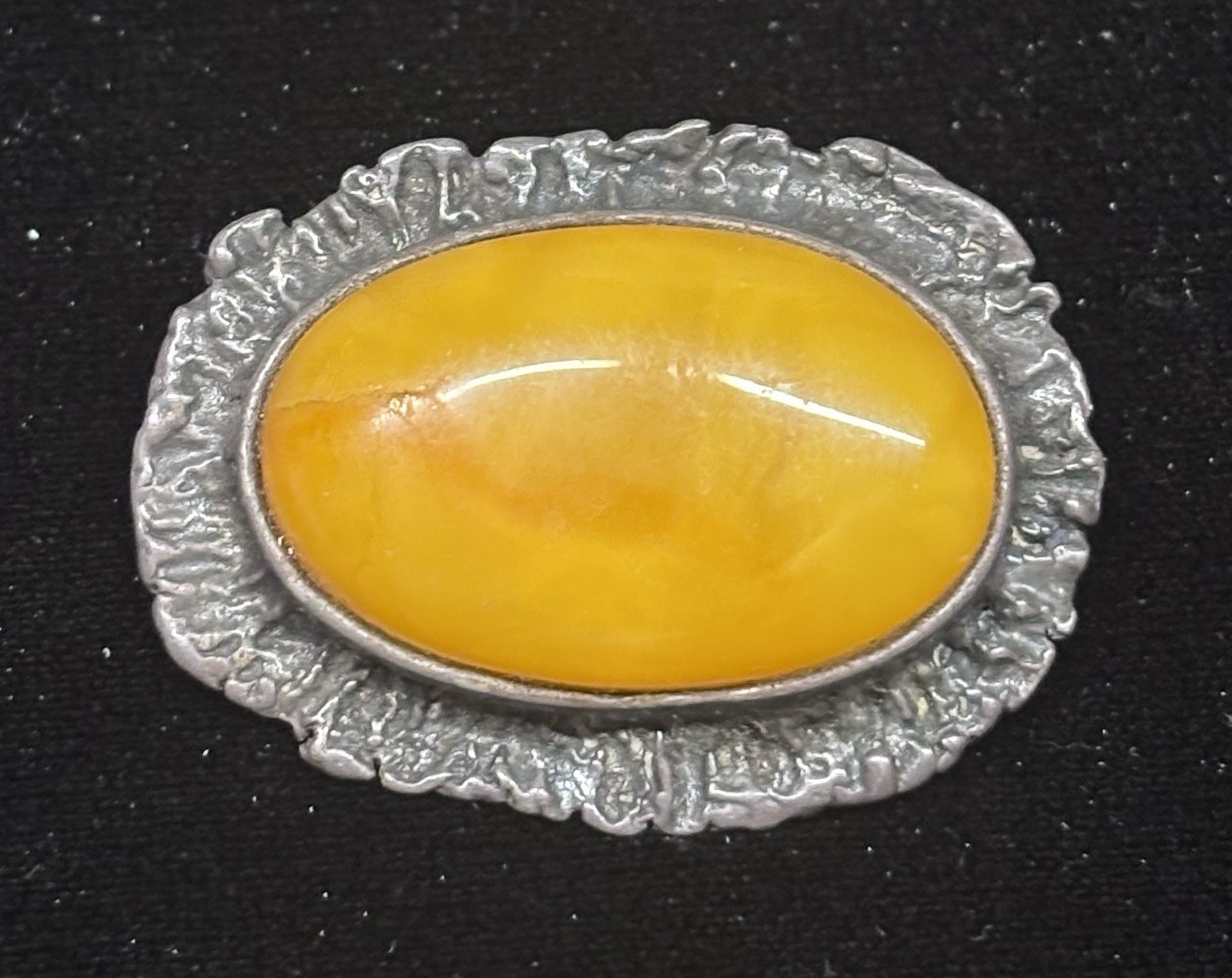 Antique Baltic Amber Butterscotch 800 Silver Tested Egg Yolk
