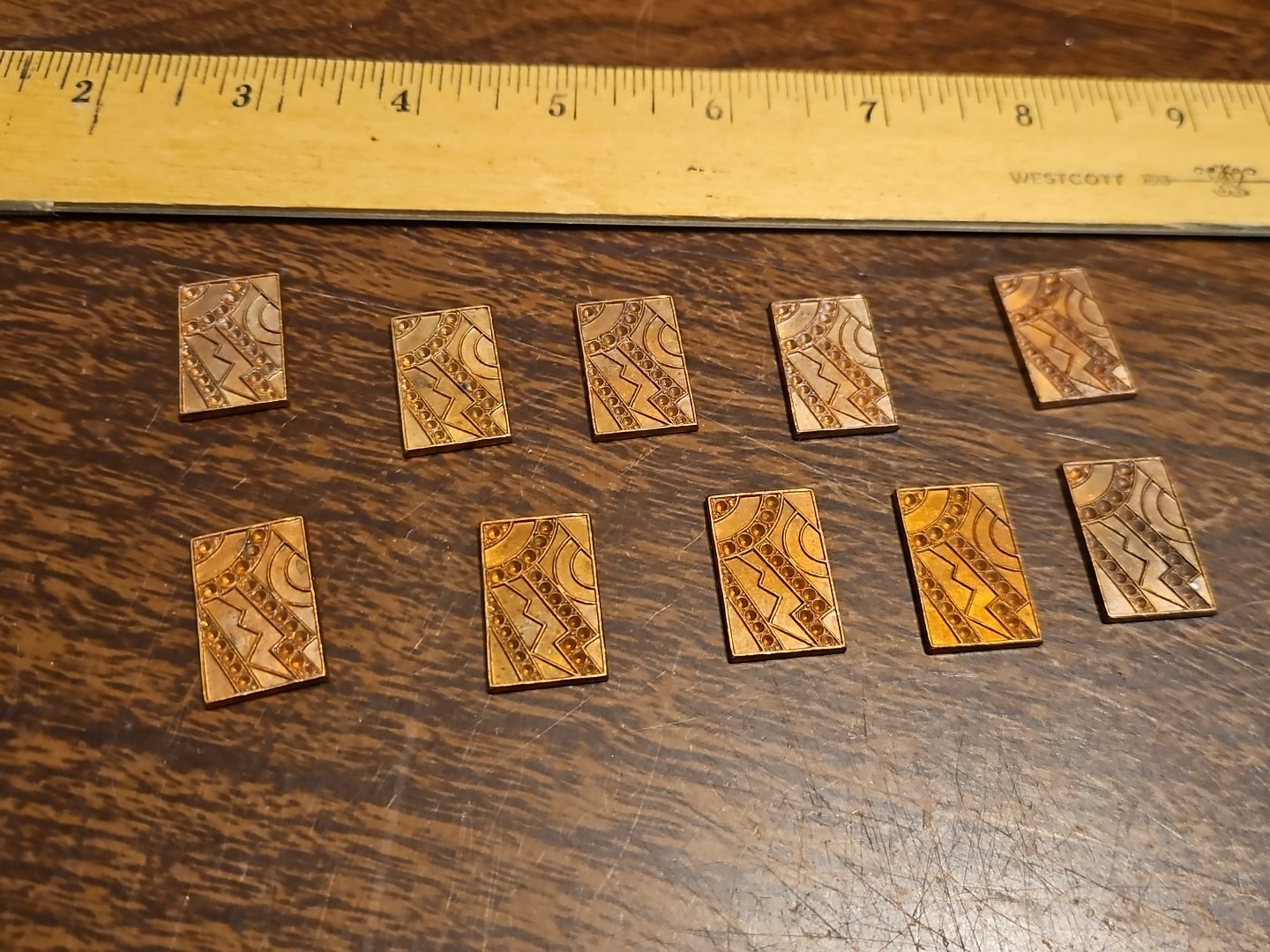 Lot Of 10 Studded Rectangle France Vintage 60s Brass Stampings Findings Jewelry