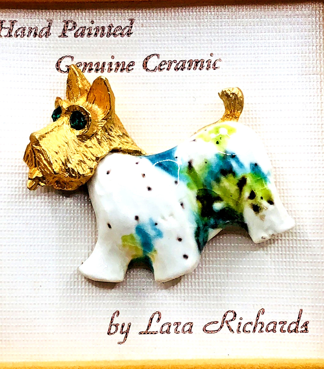 48 LARA RICHARDS Hand Painted Ceramic Creature Pins NEW OLD STOCK Original Pkg