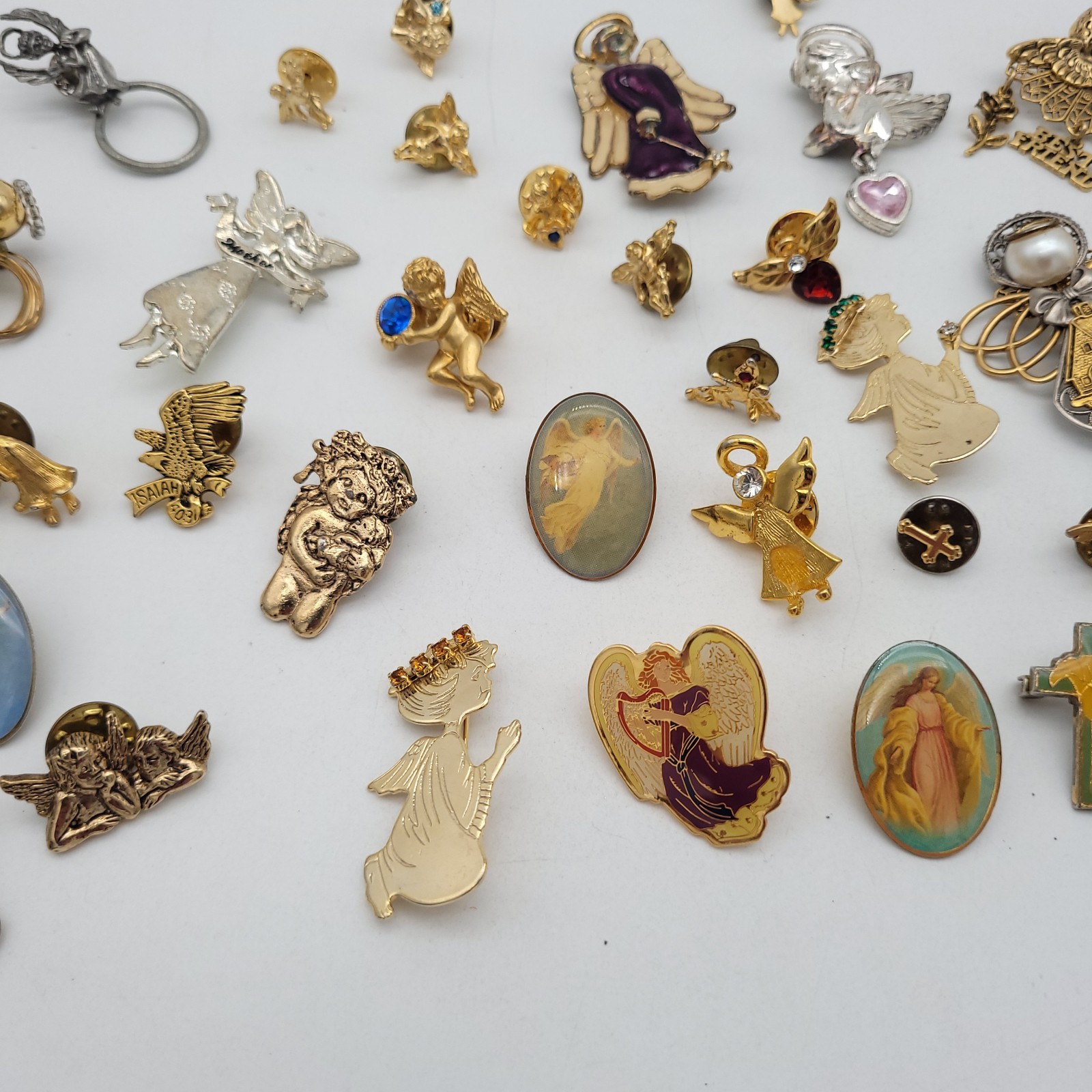 Religious Angels Cherubs Crosses Lot Vtg Lapel Pin Brooch Mix Fashion Jewelry