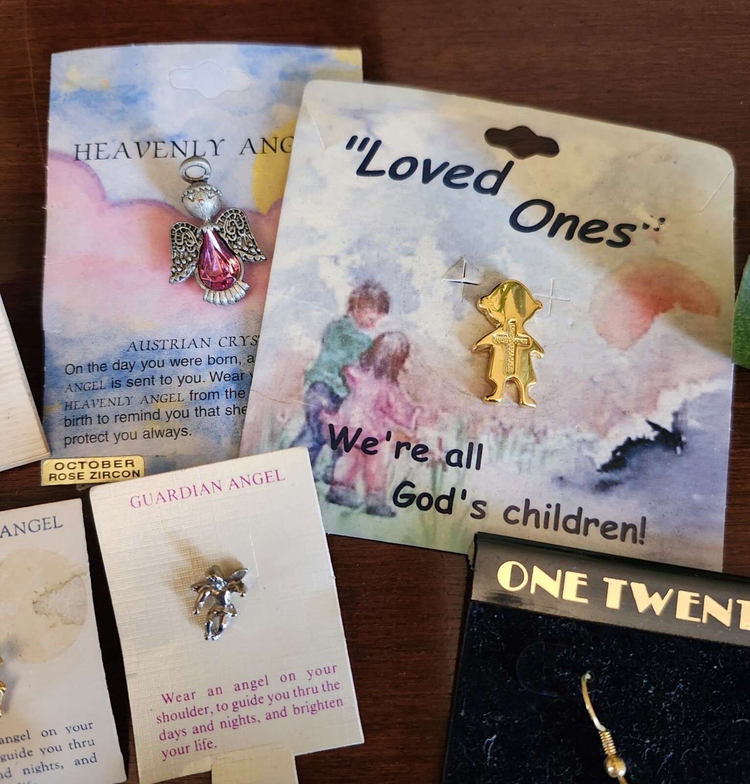 BN Assorted Vintage 9 Pieces Earrings Tac Pins Angels Unused Jewelry