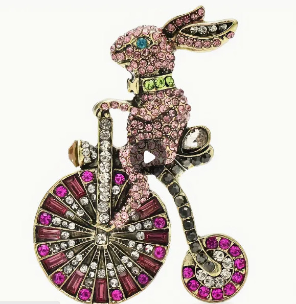 BROOCH-Vintage Style Rhinestone Rabbit Multicolor