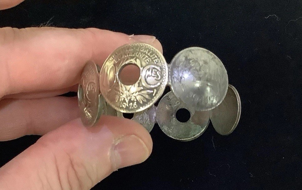 Vintage Real Antique Coin Cuff Bracelet 1921 To 1941 Great Britain French Silver