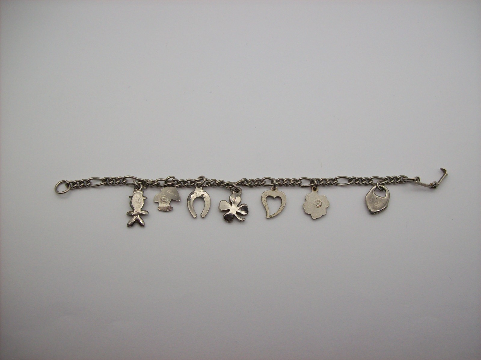 Vintage Silvertone Mix GOOD LUCK Charm Bracelet, Enamel, some made in Germany