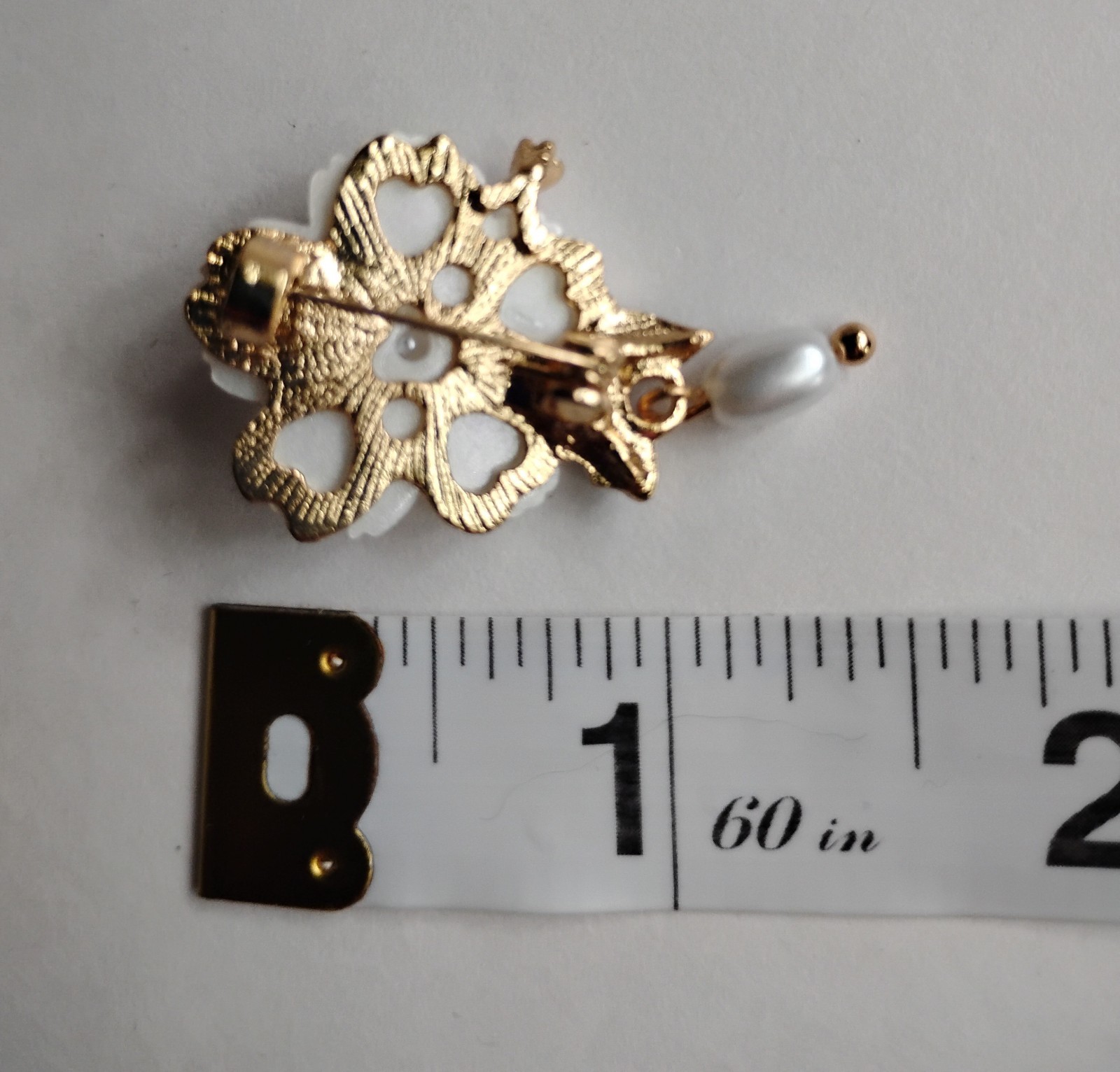 Small Enamel Floral Brooch | High End Fashion Jewelry | White Flower Pin