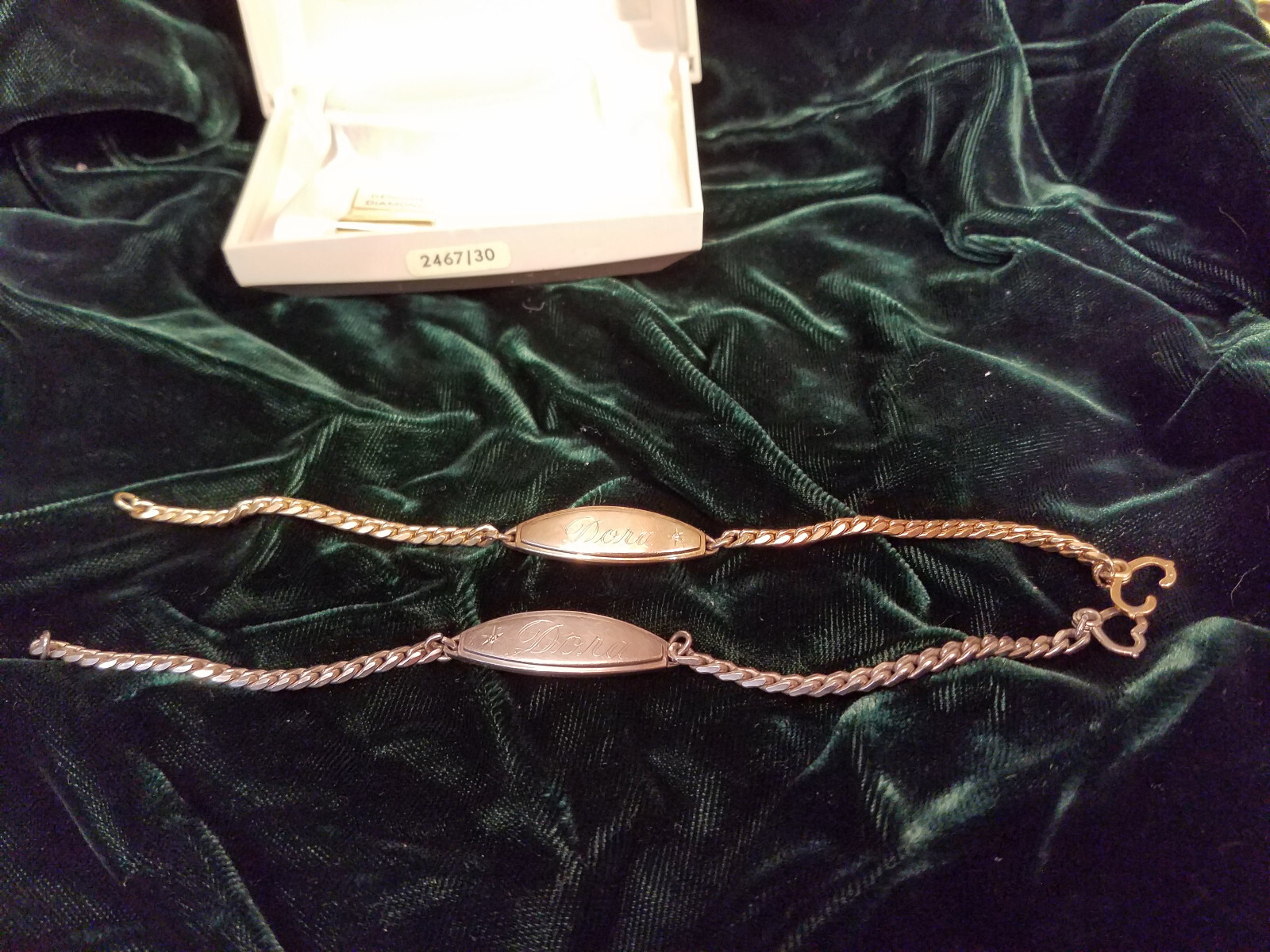 Lot Of 2 Identity Bracelet Speidel Diamond Accent Engraved ID Chain