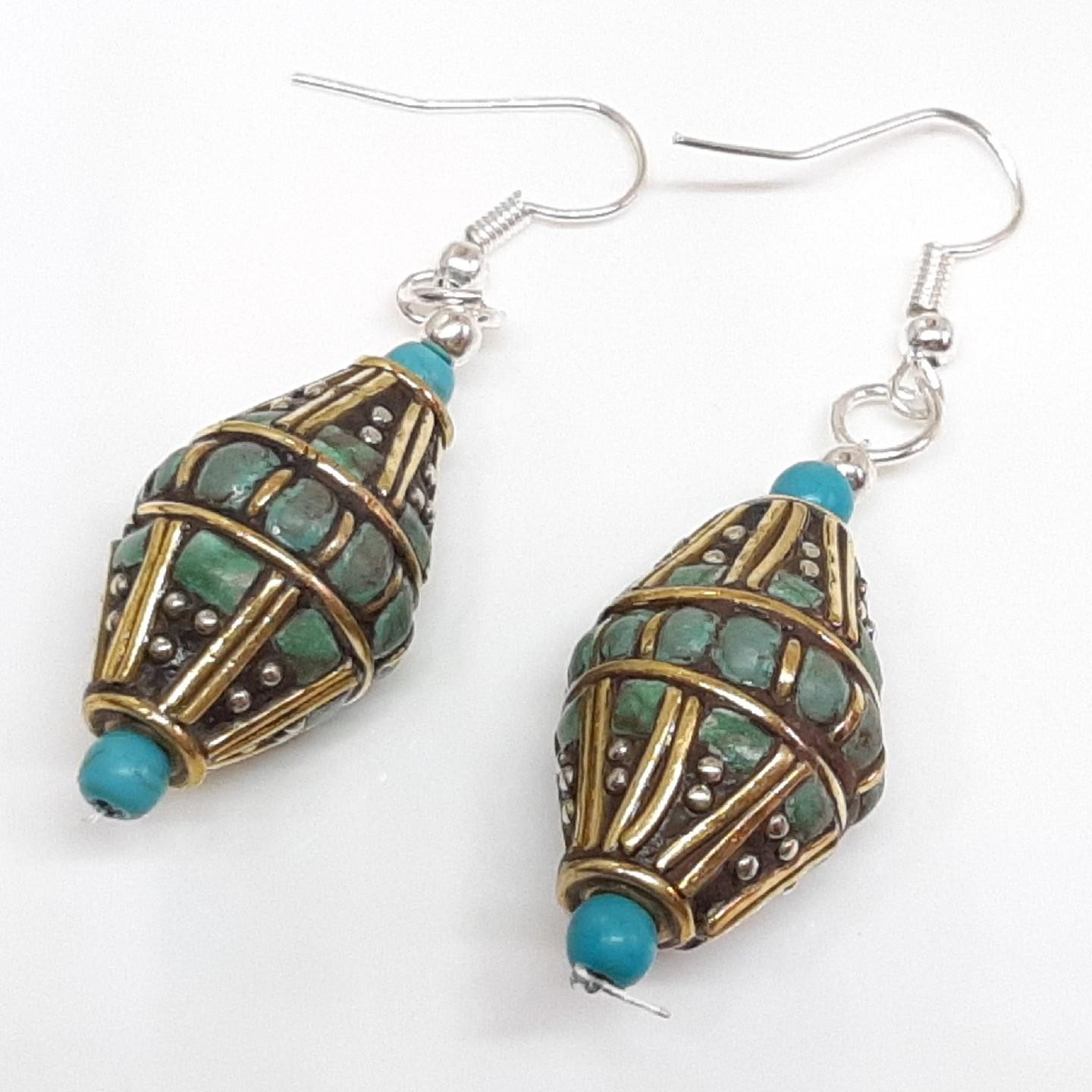 Vintage 3.40ctw Turquoise Silver Dangle Earrings 17.2g