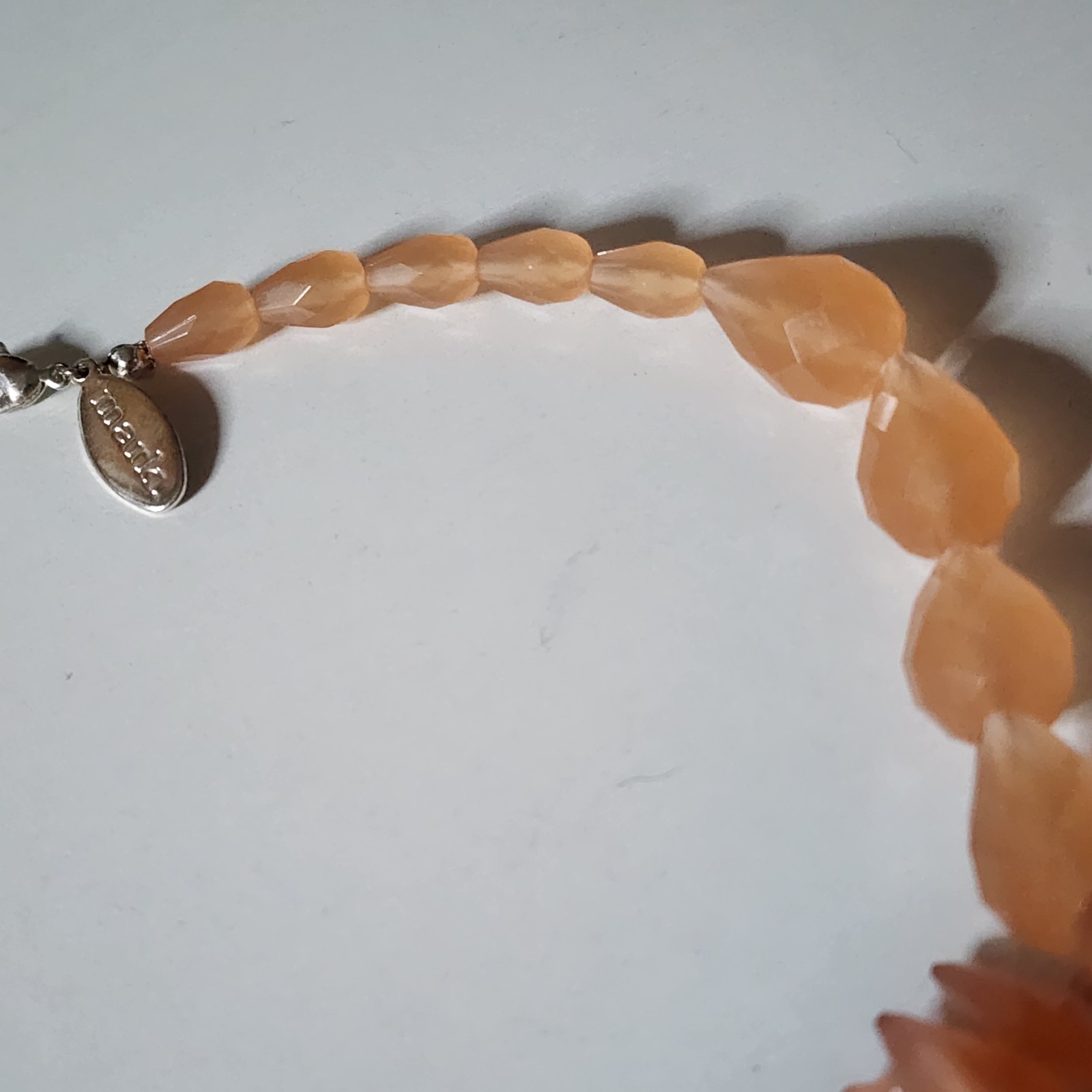 Signed mark. Orange Faux Crystals Necklace Estate Statement Beads