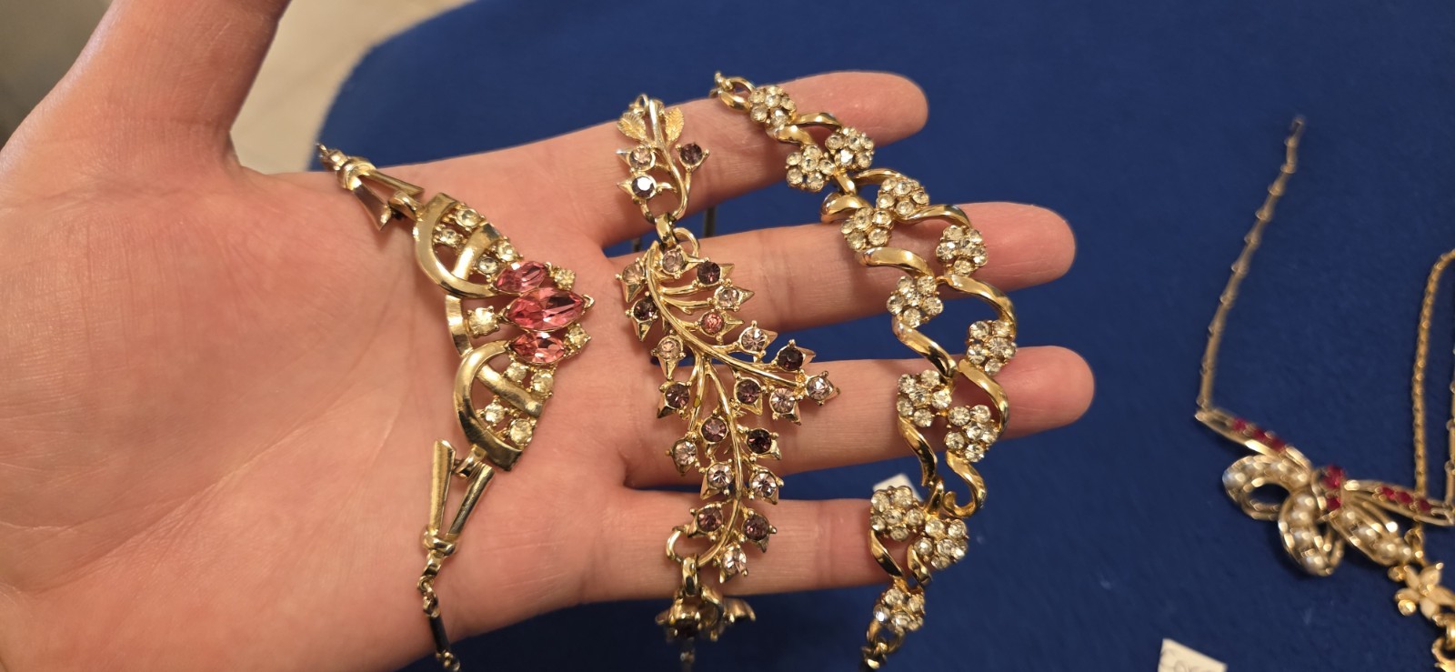 Vintage Mid Century Necklace Lot Of 10. Rhinestones. 6 Signed Kramer Trifari…