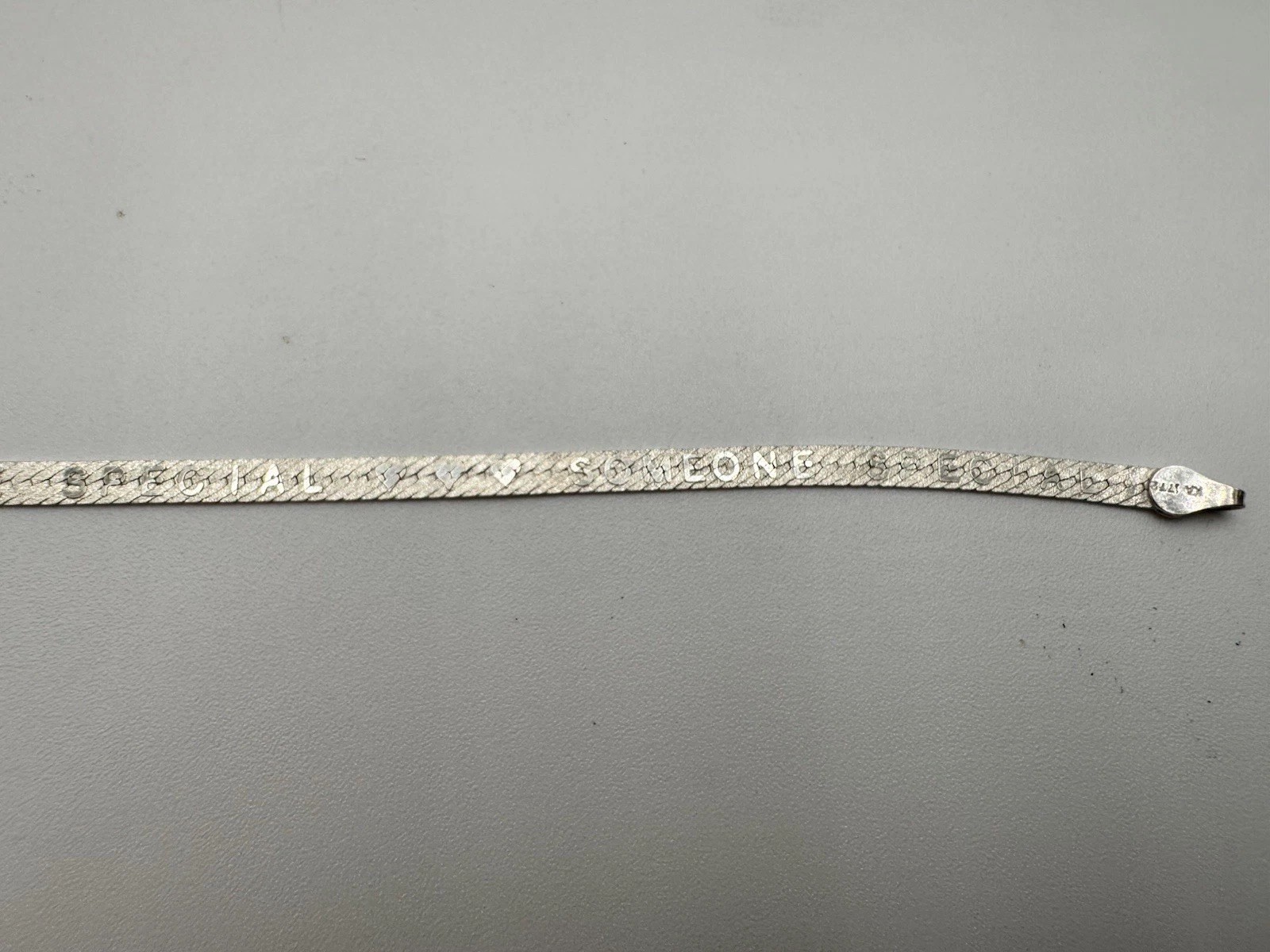 “Someone Special” Vintage Herringbone Italy 925 Sterling Silver Bracelet 7.5in