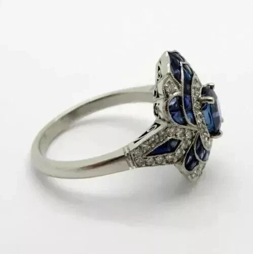 Beautiful Art Deco Style Oval Cut Lab Created Diamond 925 Silver Engagement Ring