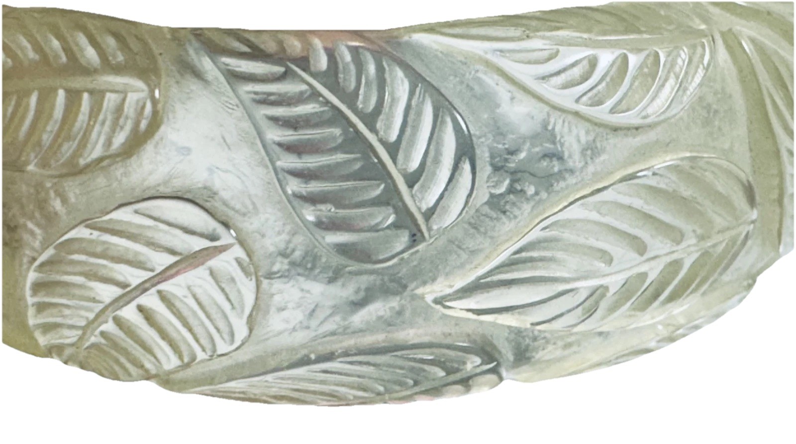 Vintage Clear Translucent Carved Floral Leaf Lucite Bangle Bracelet