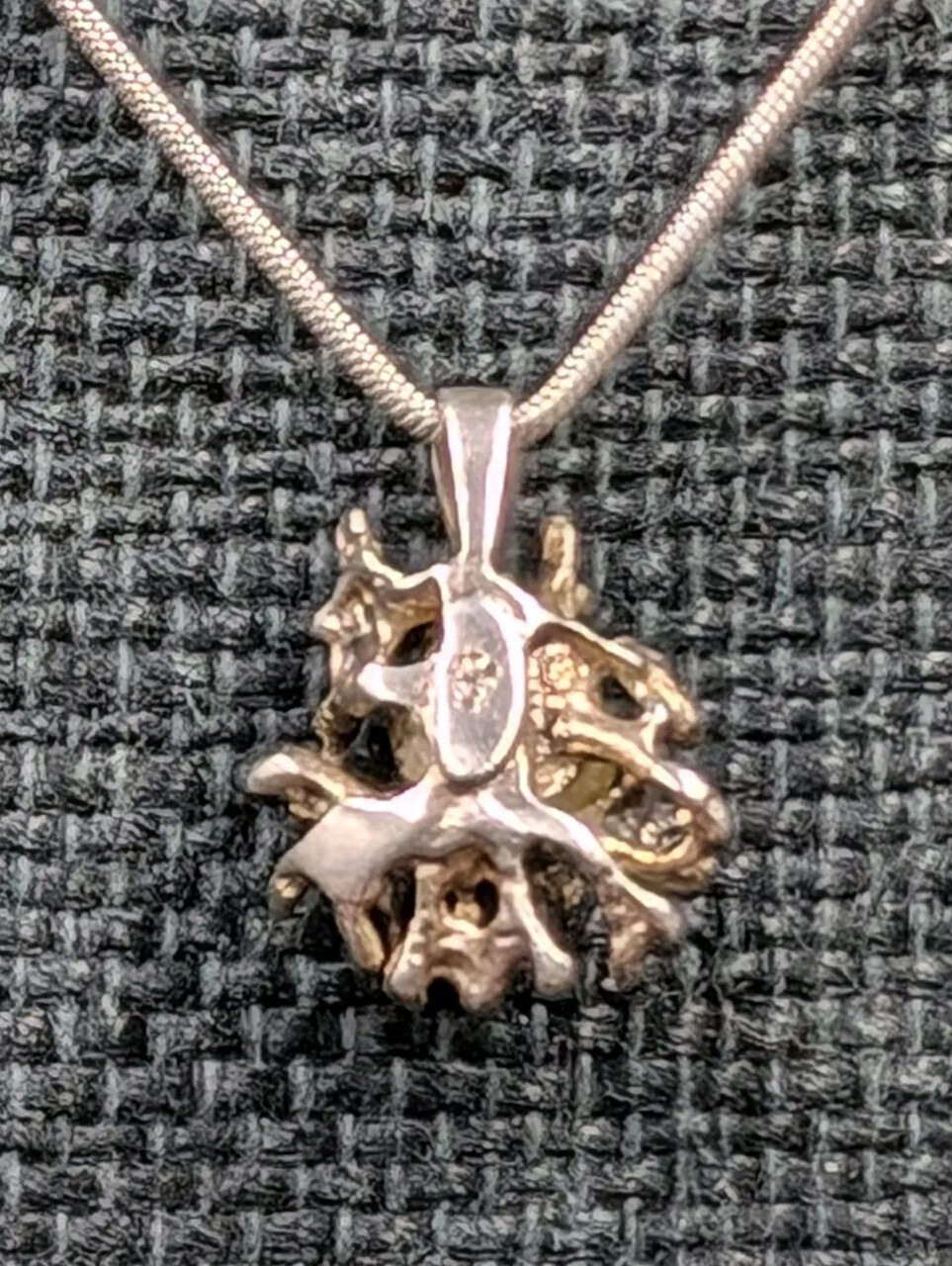 Vtg Sterling Silver Pearl Brutalist Bird Nest Pendant 16″ Snake Chain Necklace