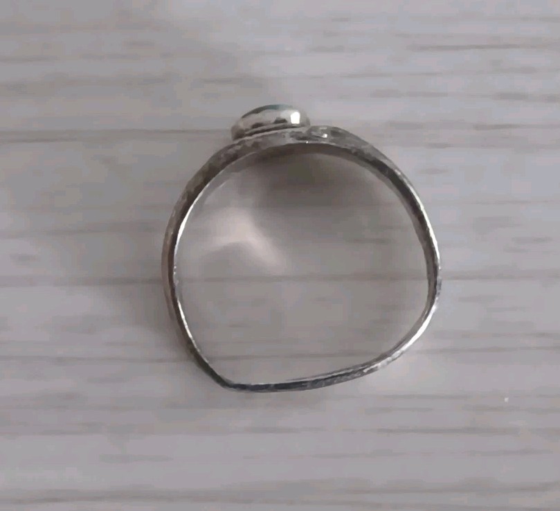 Vtg *Bent Band* Sterling Silver Turquoise Ring Southwestern Sombrero Size 6.75
