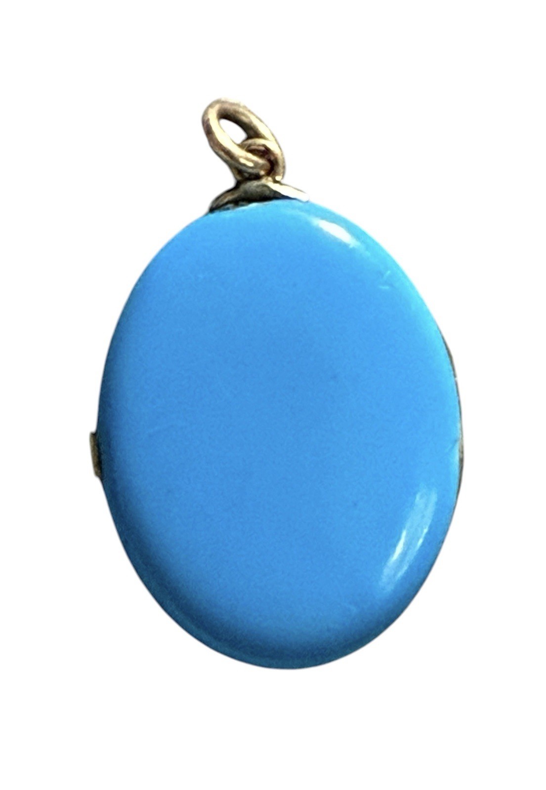 Antique Victorian Etruscan 14k Solid Yellow Gold Blue Enamel Locket Pendant