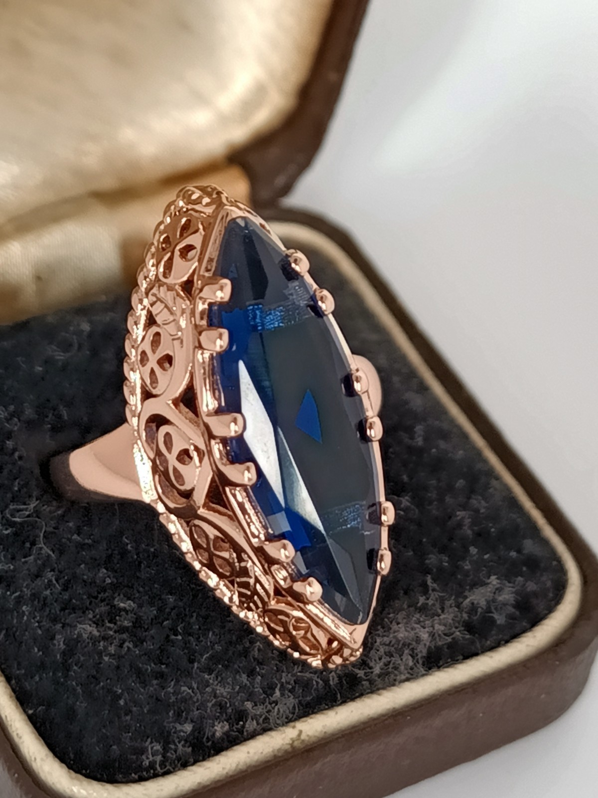 Vintage 1990-s 14 Ct Rolled Gold Sapphire Ring Size UK M US 6 Hallmarked!