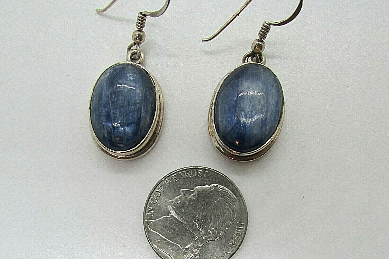 VINTAGE SOUTHWEST N A BLUE TOPAZ DANGLE EARRINGS STERLING