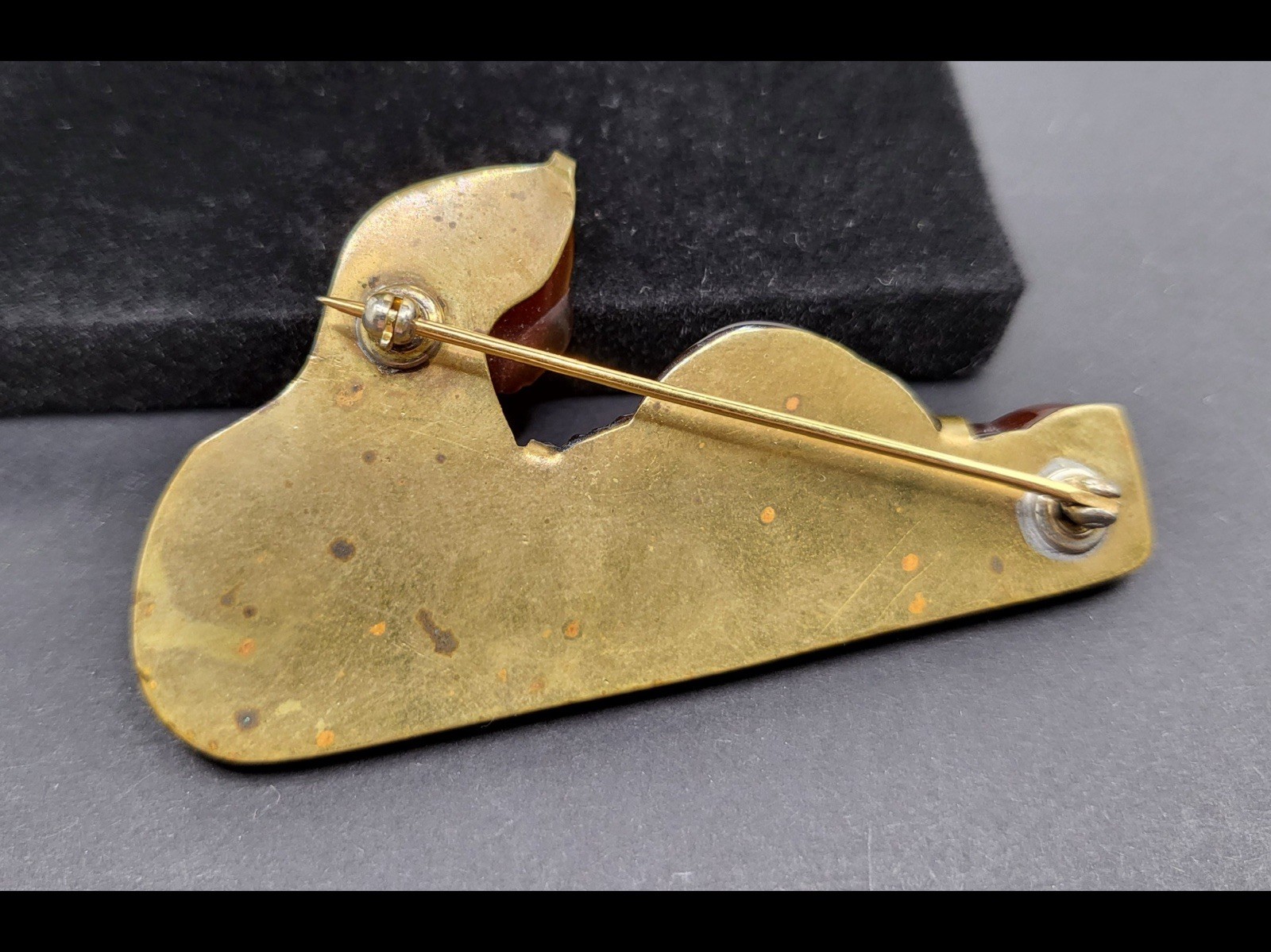 Antique Victorian Baltic Amber Brooch With Sun Spangles Freeform Brass