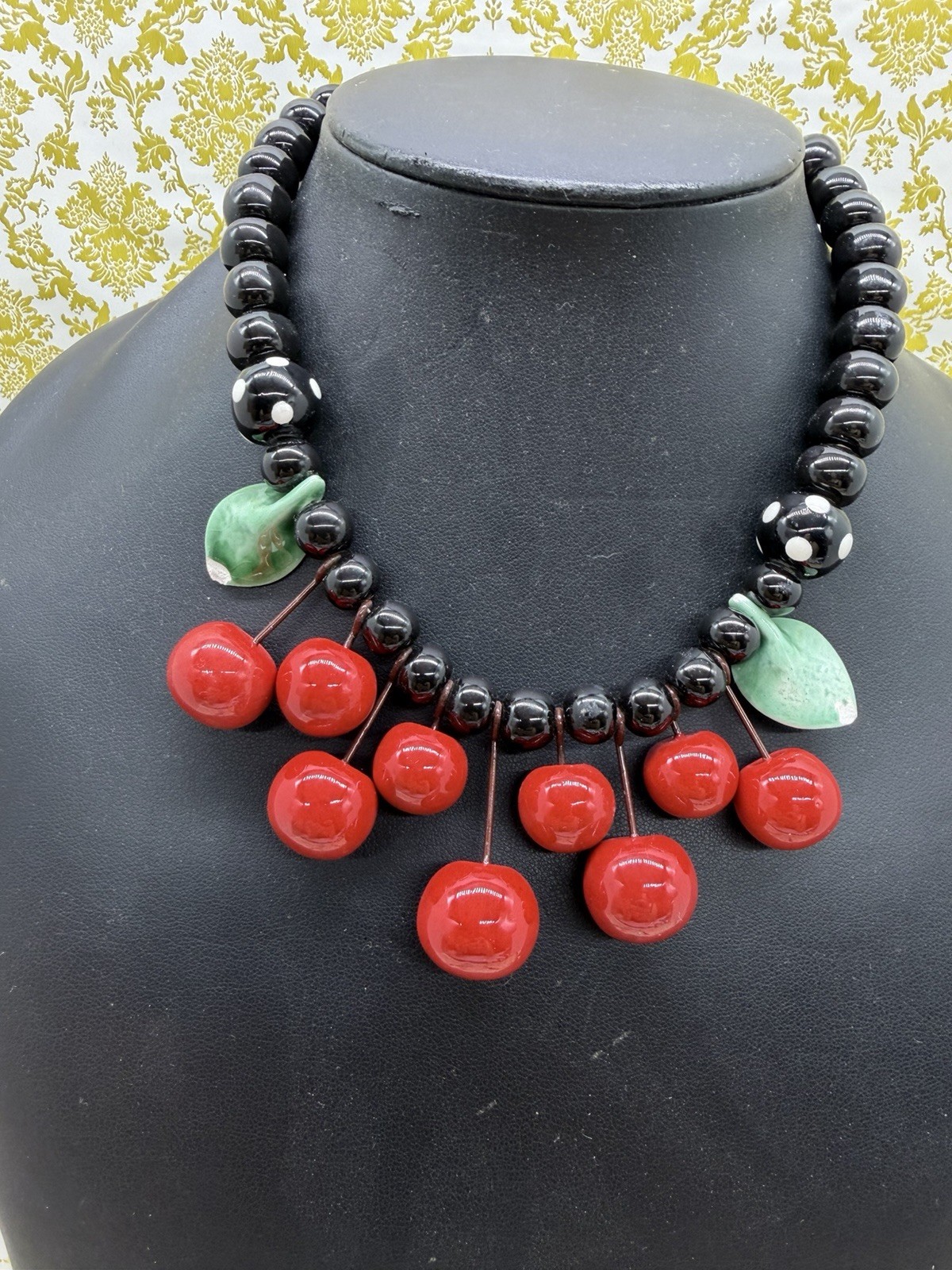 Lot Ruby z Candace Flying Colors Vtg Ceramic Necklace Bright Colors Cherries