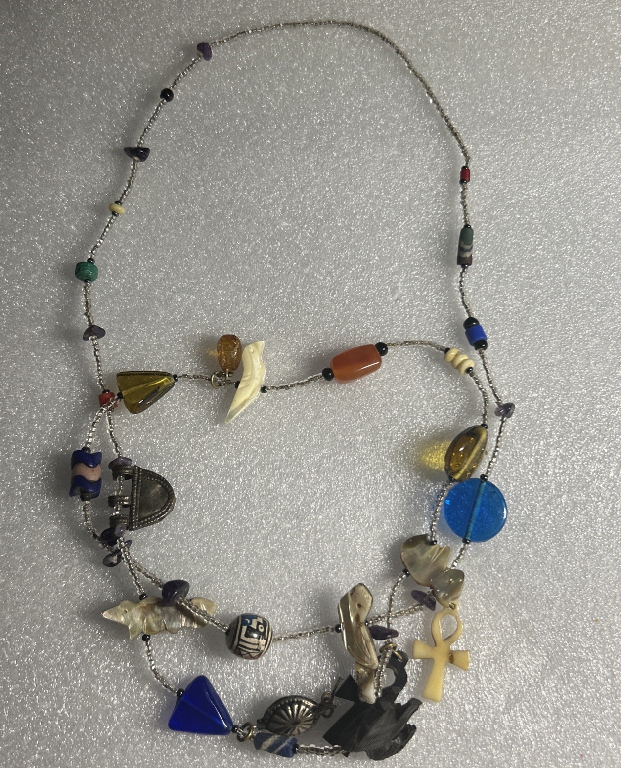 Vintage Trade Bead Fetish Hand Strung Necklace