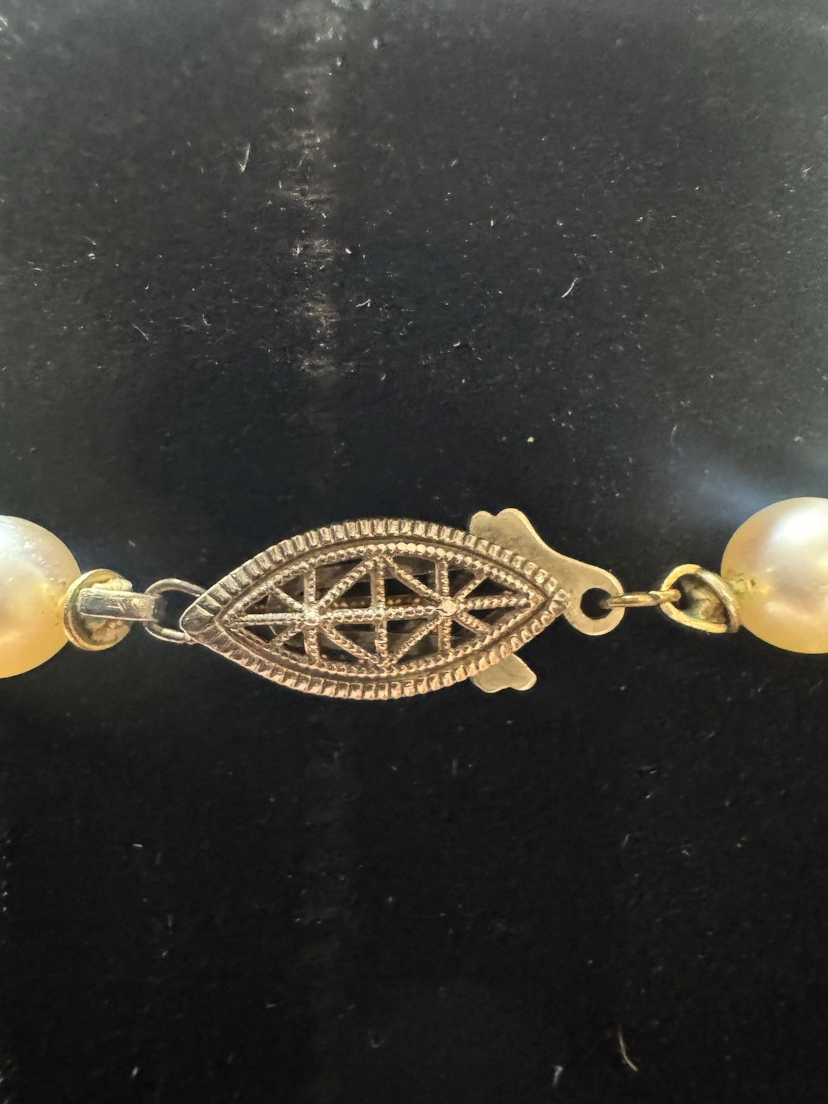 Vintage 925 Sterling Silver Clasp & Graduated Faux Pearl Beads 15” Necklace
