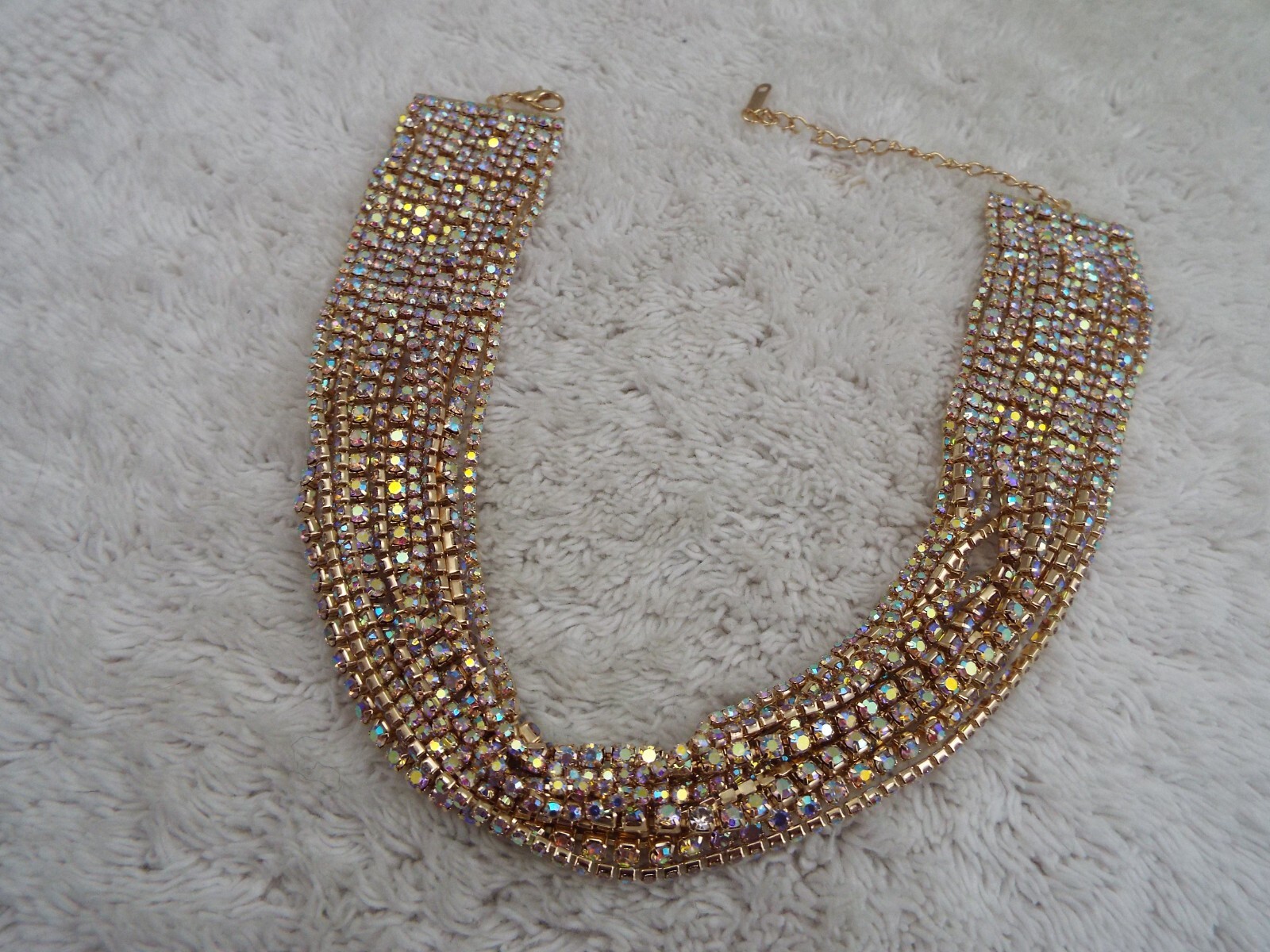 Goldtone AB Rhinestone Collar Necklace (D68)