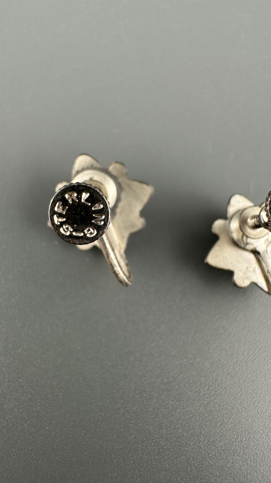 Vintage Earrings Lot Sterling Silver Gemstone Crystal Screw Back Blue Hematite