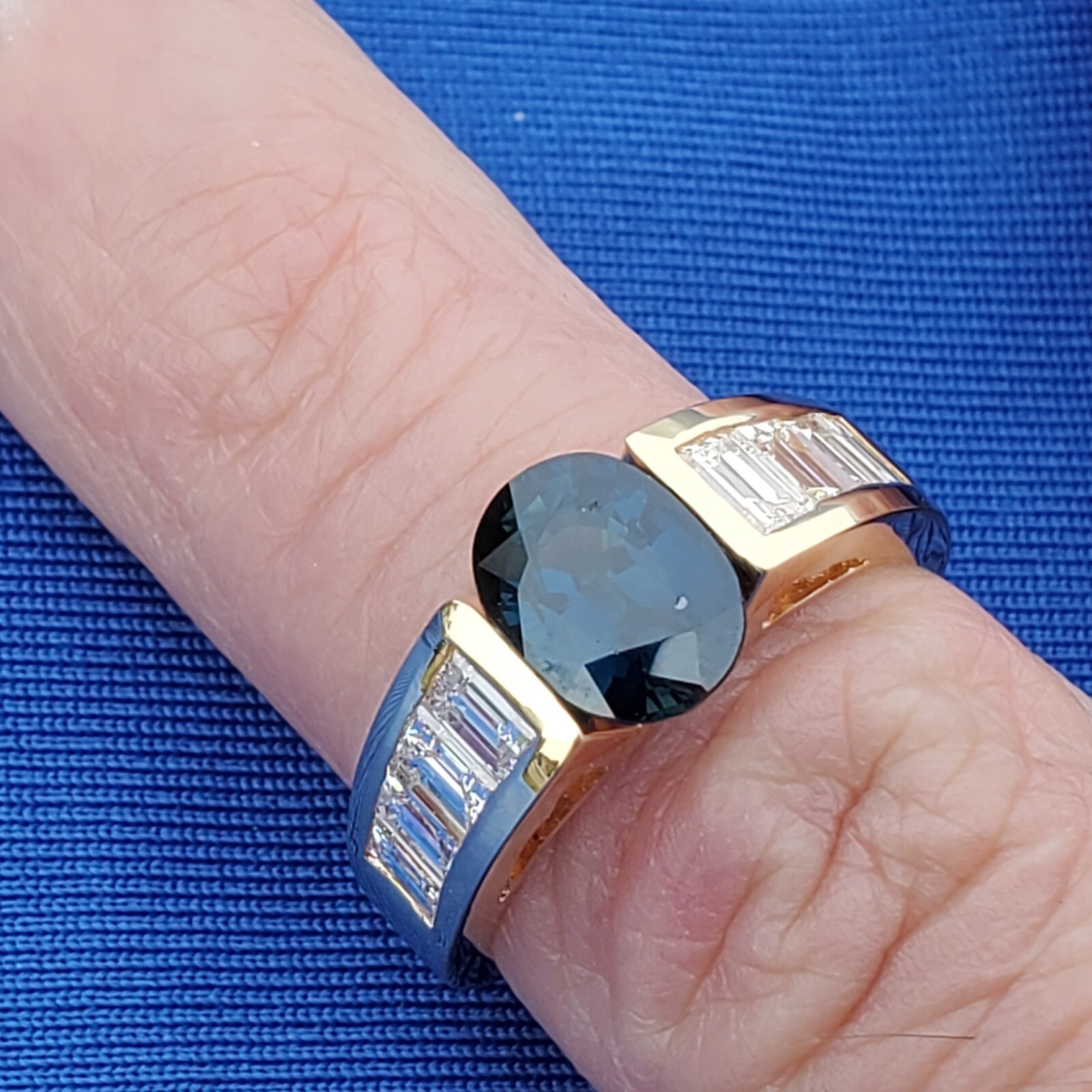 Original EARTH MINED SAPPHIRE DIAMOND Engagement Ring Deco Style SOLID 18K GOLD