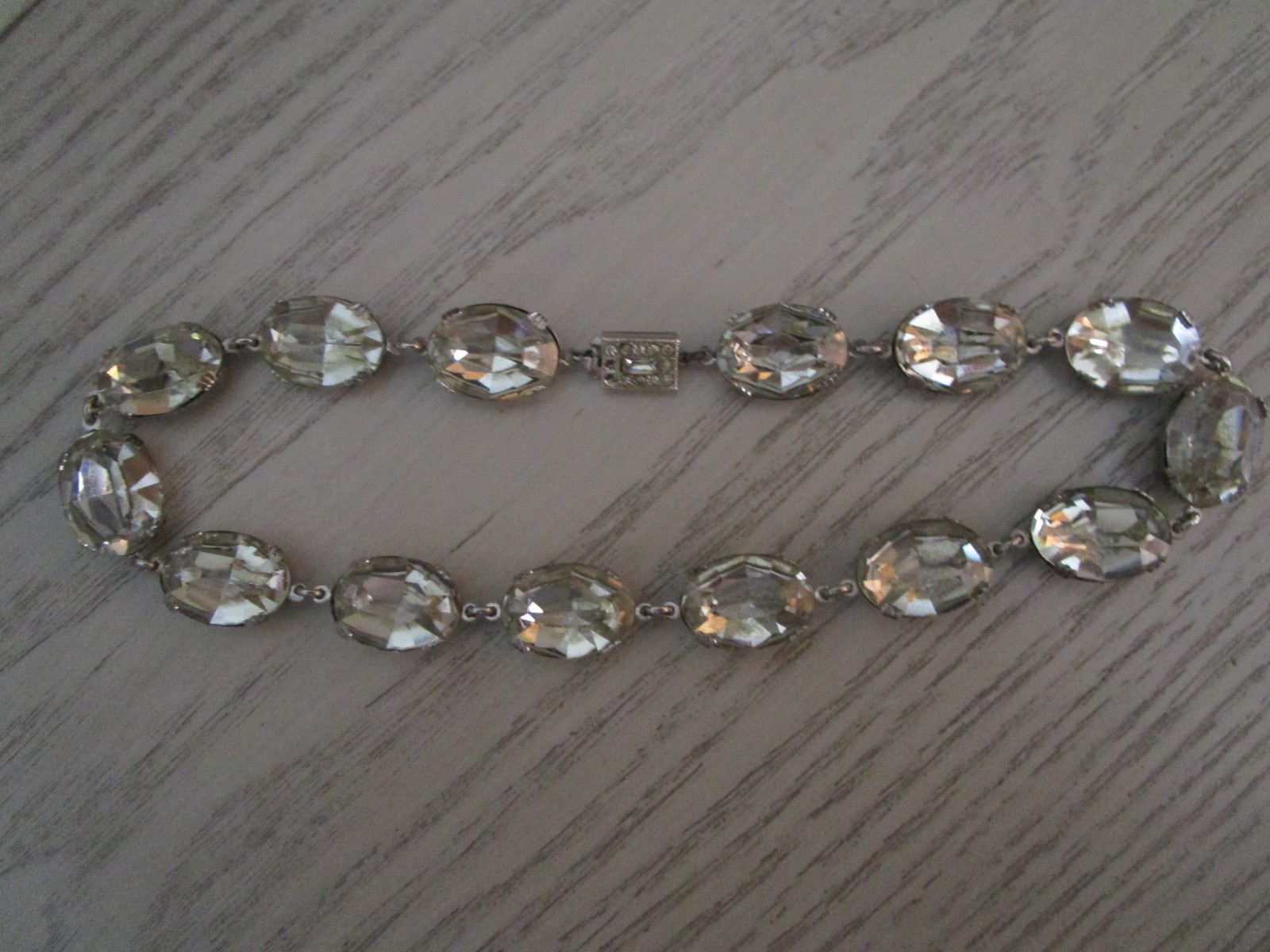 VINTAGE GORGEOUS KRAMER STERLING CRYSTAL RHINESTONE 13″ NECKLACE
