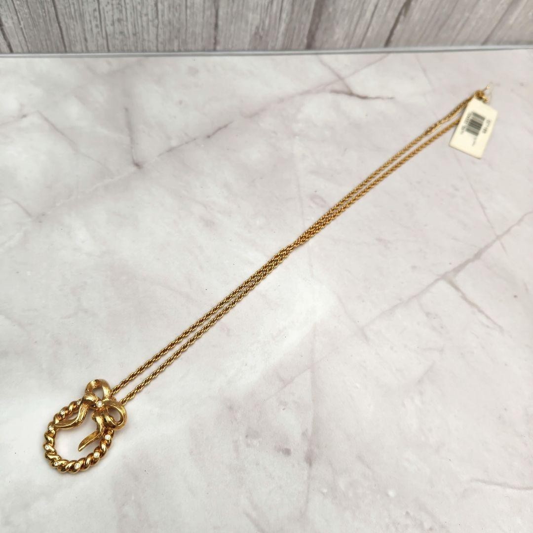 Dior Vintage Gold Ribbon Motif Necklace